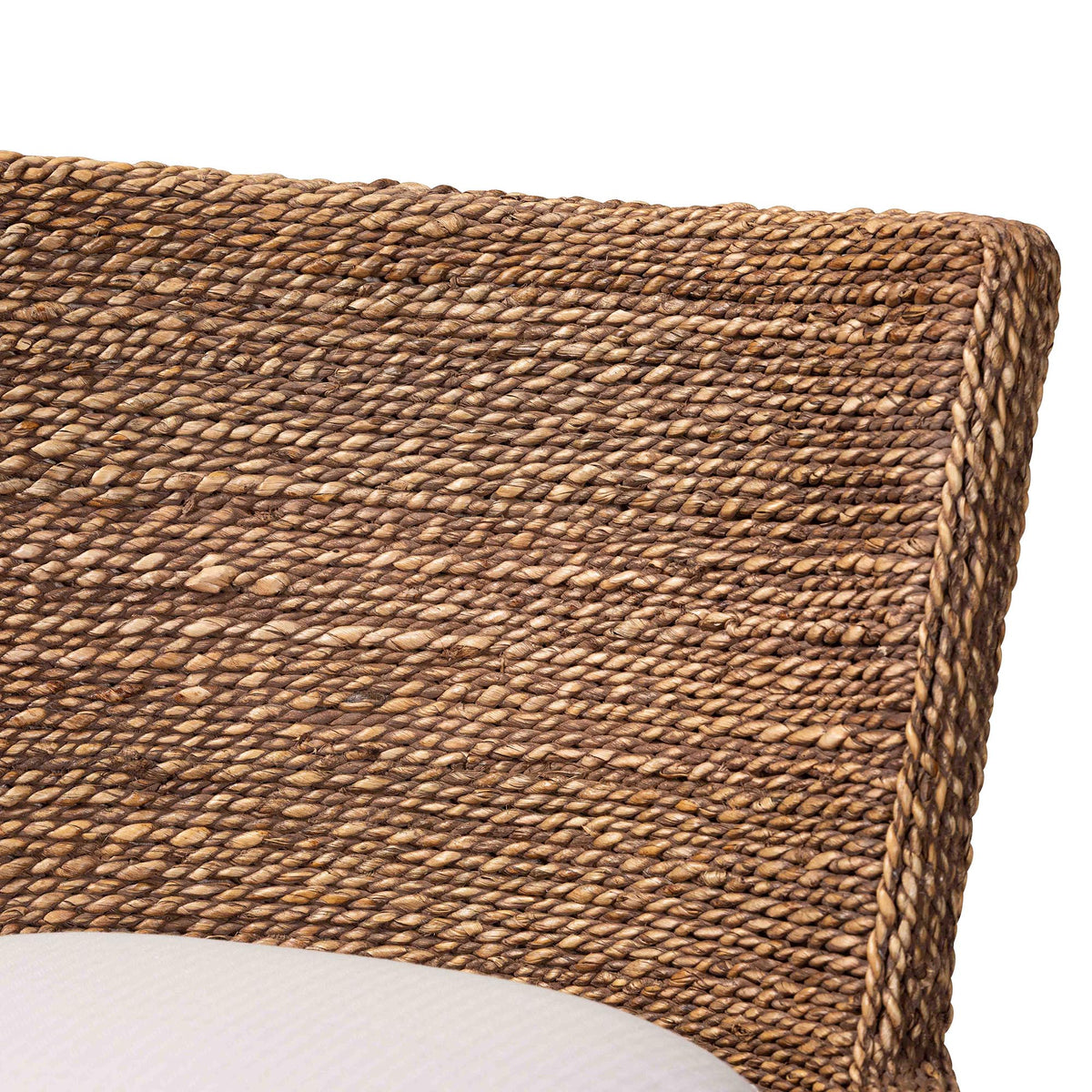 Ridley Seagrass Bar Stool with Mahogany Wood Frame - Coastal Seating with Woven Square Back and Cushioned Seat for Bar Island or Lounge, Brown Wash