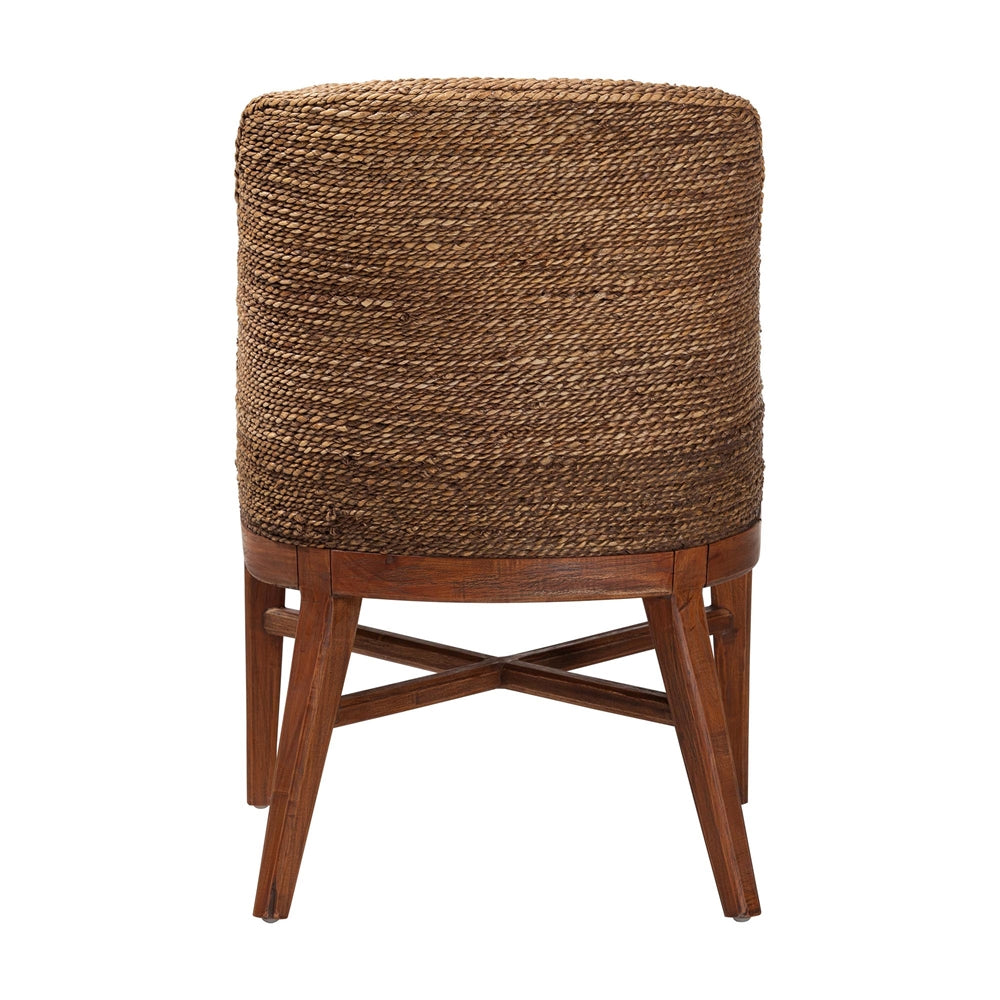 Jasper Seagrass Dining Chair with Mahogany Wood Frame - Coastal Accent Chair with Woven Wingback and Cushioned Seat for Dining Room or Kitchen, Brown Wash