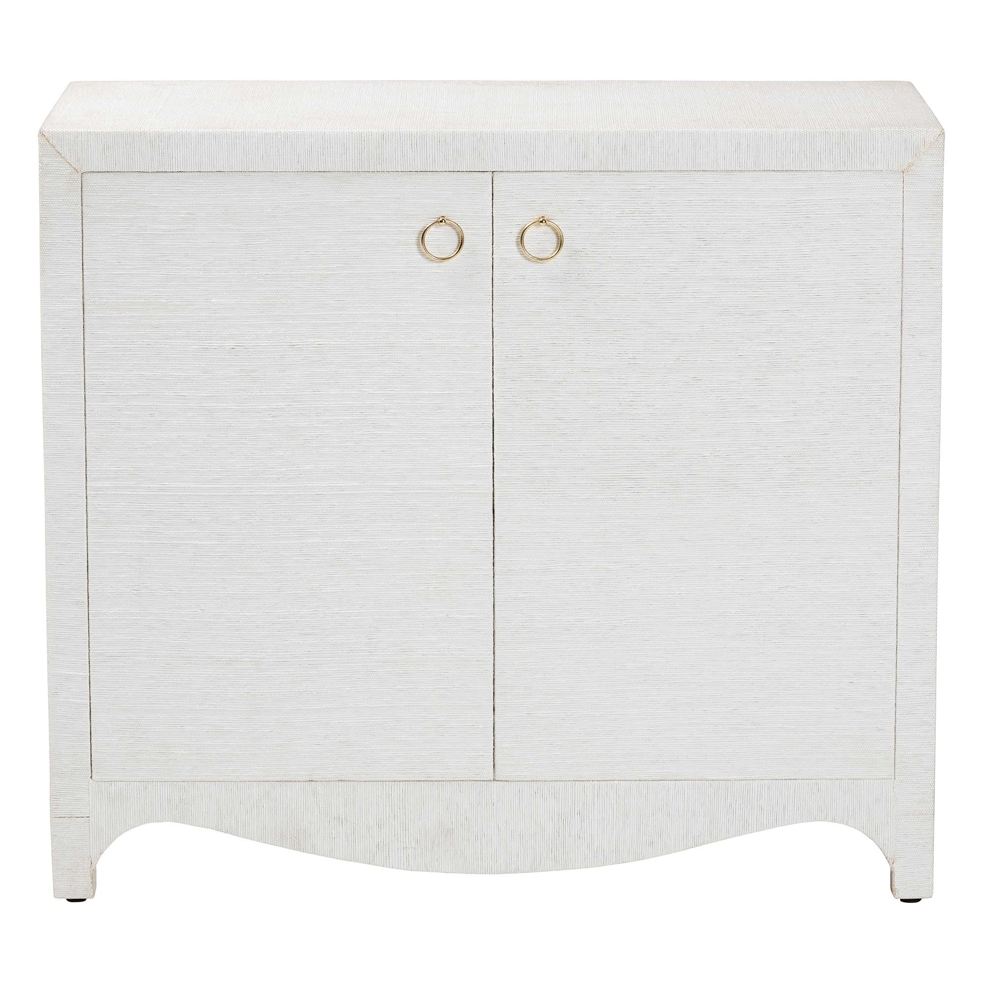 Ximena Grasscloth Storage Cabinet - 2-Door Woven Accent Cabinet with Gold Ring Pulls for Living Room, Bedroom, or Entryway