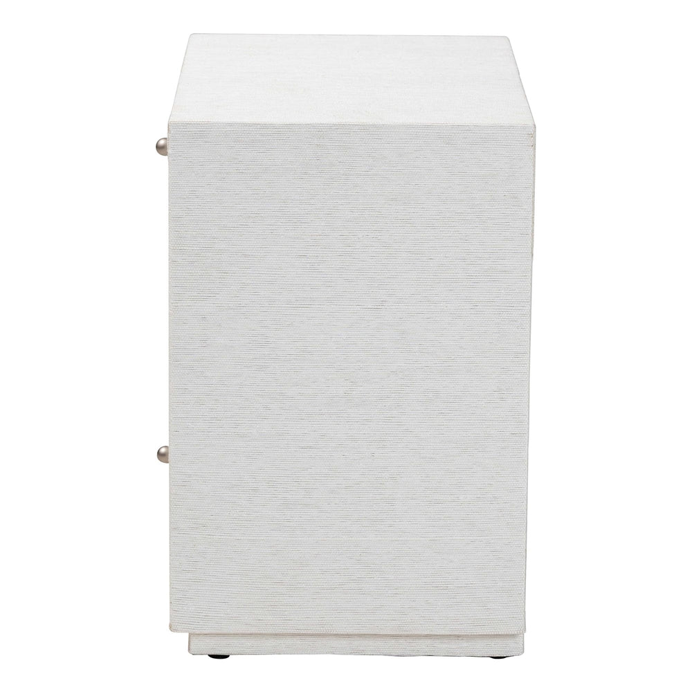Kai Grasscloth End Table - 2-Drawer Accent Table or Nightstand with Open Shelf, Handwoven Decor for Bedroom or Living Room