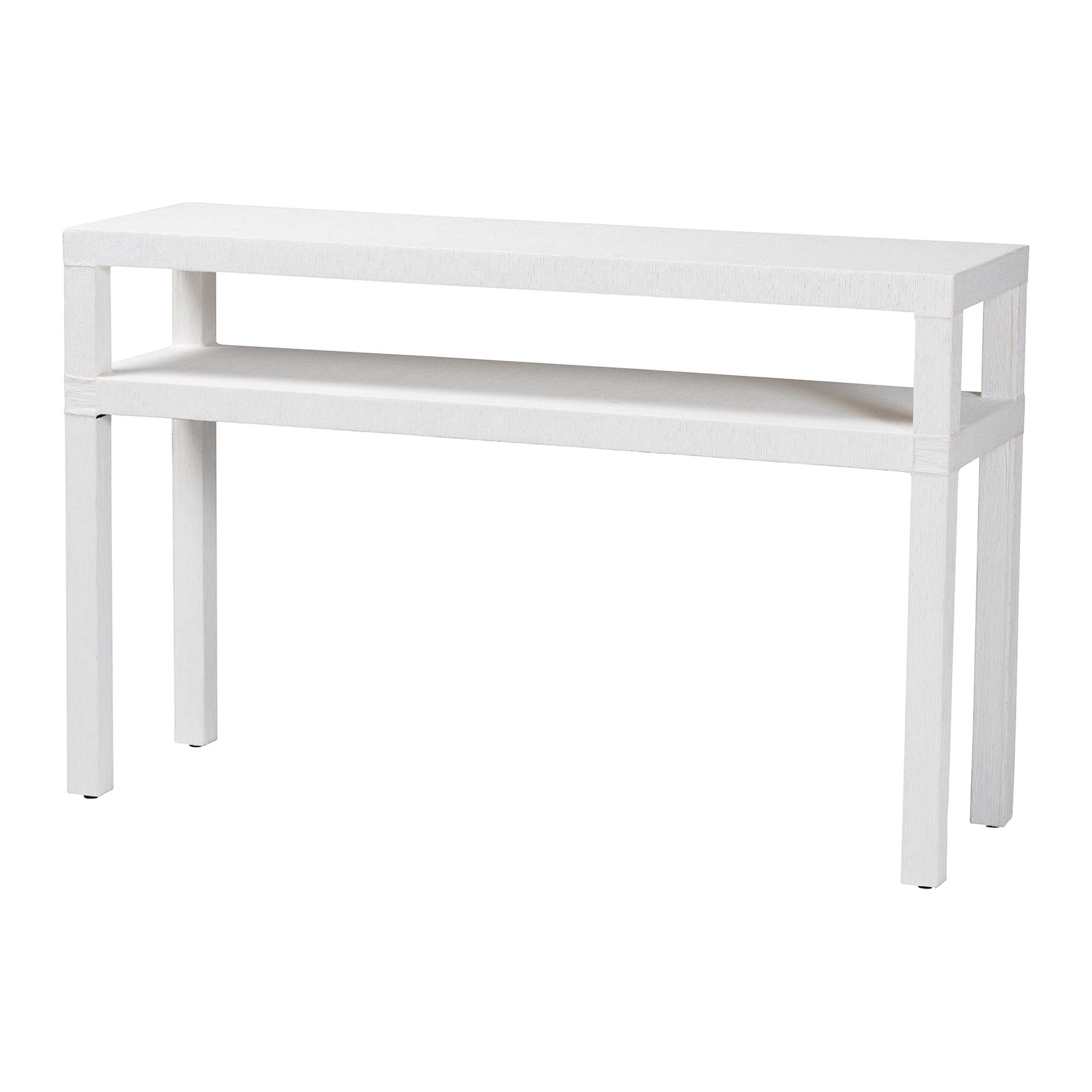 bali & pari Gale Natural Grasscloth Console Table - Two-Tier Entryway Table with Open Shelf, Modern Coastal Accent Table for Living Room or Hallway