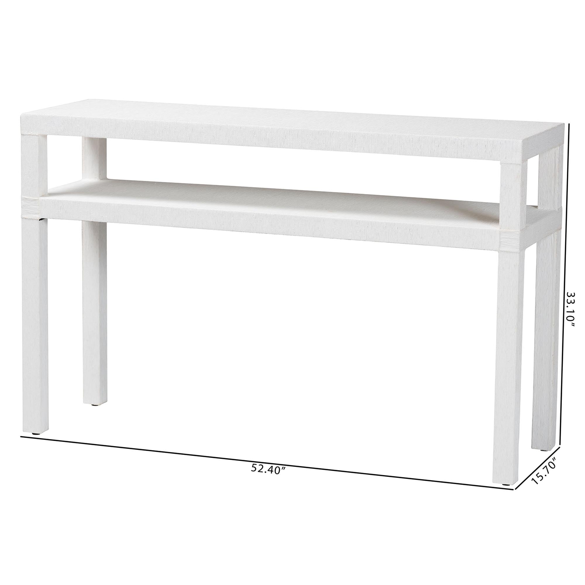 Gale Natural Grasscloth Console Table - Two-Tier Entryway Table with Open Shelf, Modern Coastal Accent Table for Living Room or Hallway