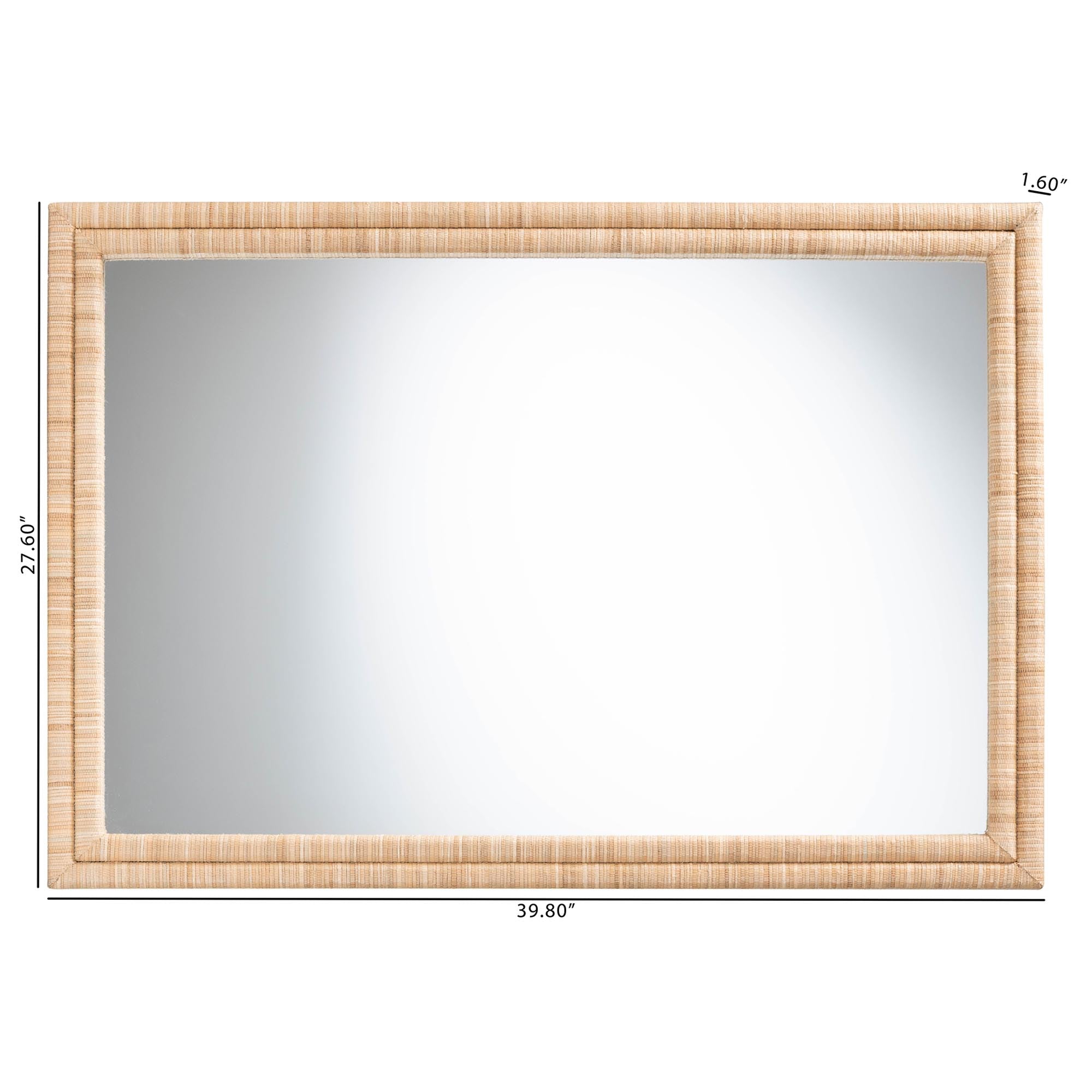 Canan Grasscloth Wall Mirror - Handwoven Rectangle Frame Accent Mirror for Bedroom, Entryway, or Living Room