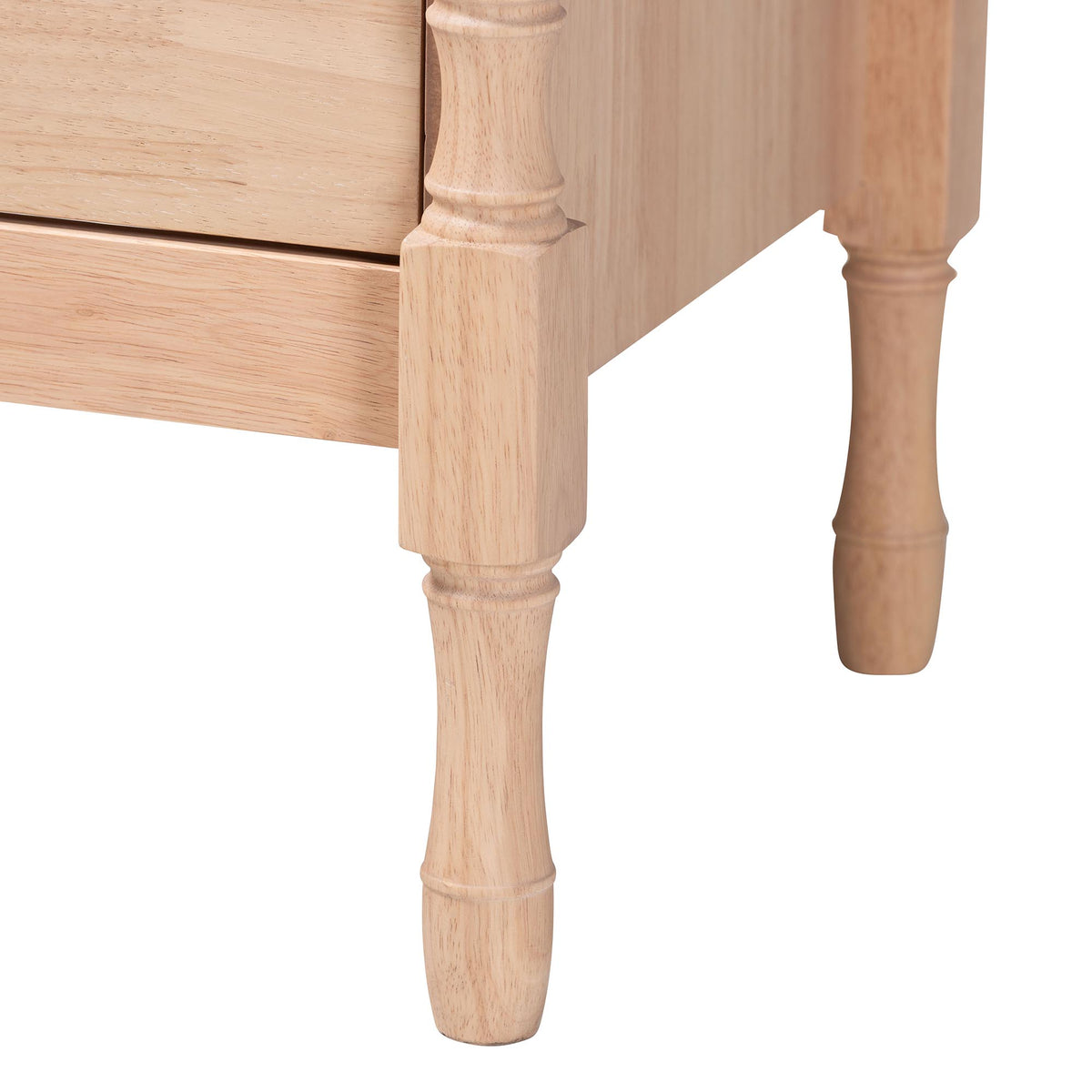 Laurent Nightstand - 2-Drawer Bedside Table with Bamboo-Style Turned Legs, Cottage Farmhouse End Table for Bedroom