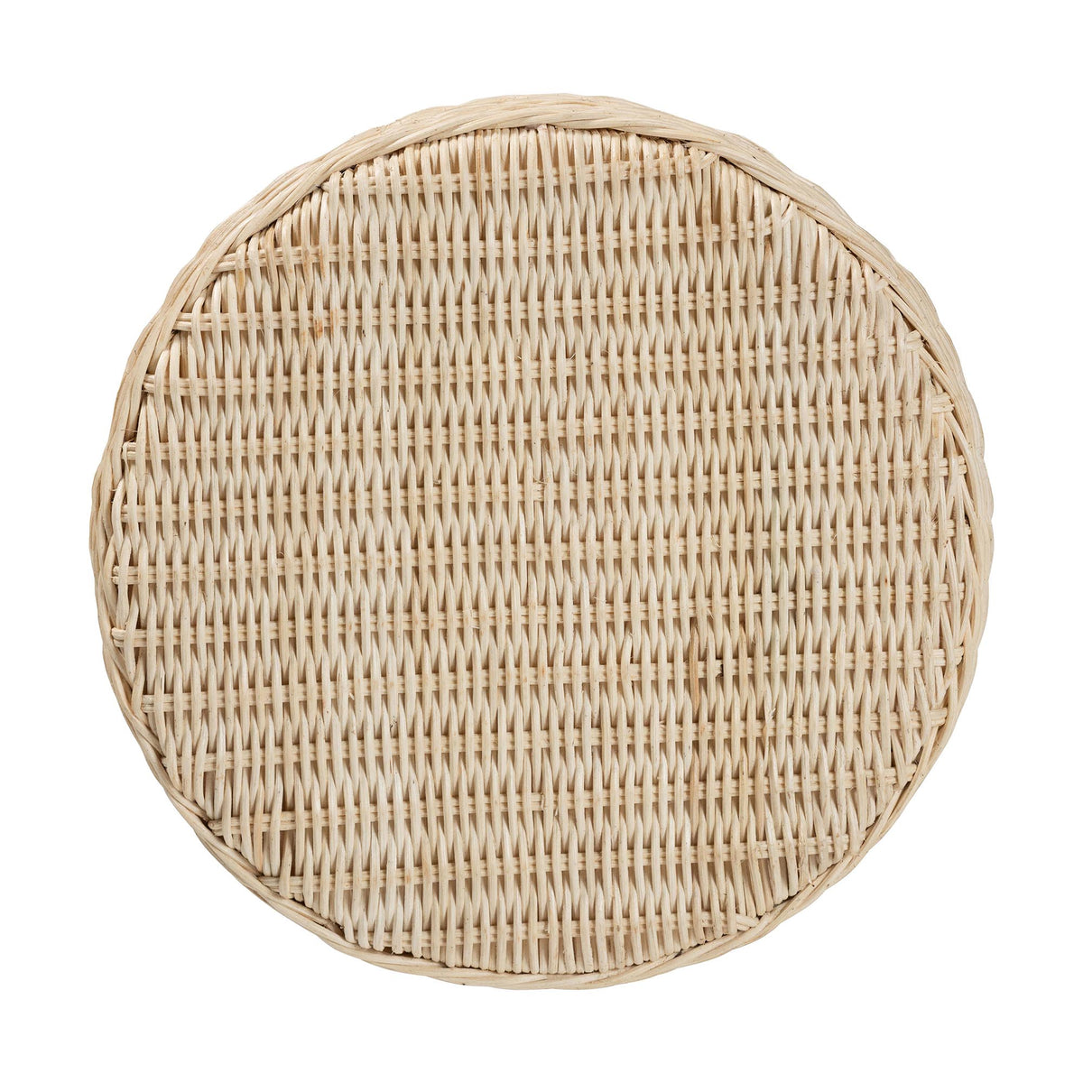 Sarna Natural Rattan End Table - Handwoven Wicker Accent Table with Scalloped Base and Two-Tone Finish, Boho Coastal Style Side Table
