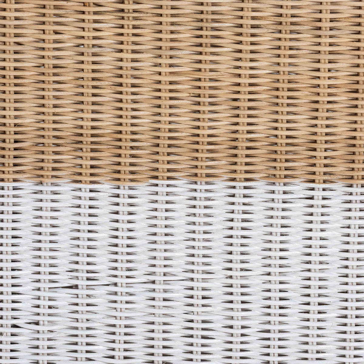 Palm Scallop Natural Rattan Console Table - Handwoven Wicker Accent Table, Coastal & Boho Decor, Rectangle 54", Two-Tone White/Natural