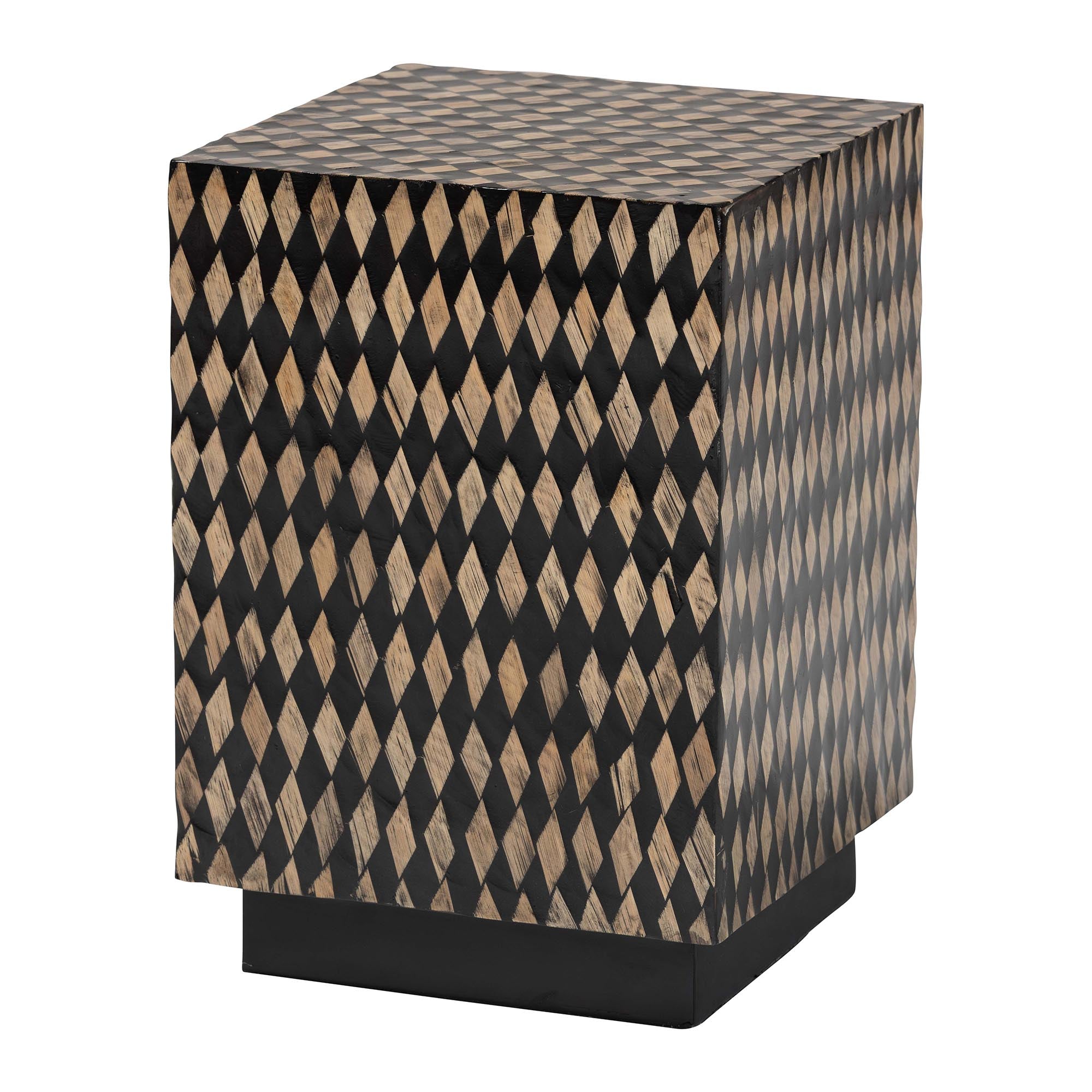 bali & pari Paulo Decorative End Table with Bamboo Diamond Pattern - Modern Accent Side Table for Living Room or Bedroom, Square