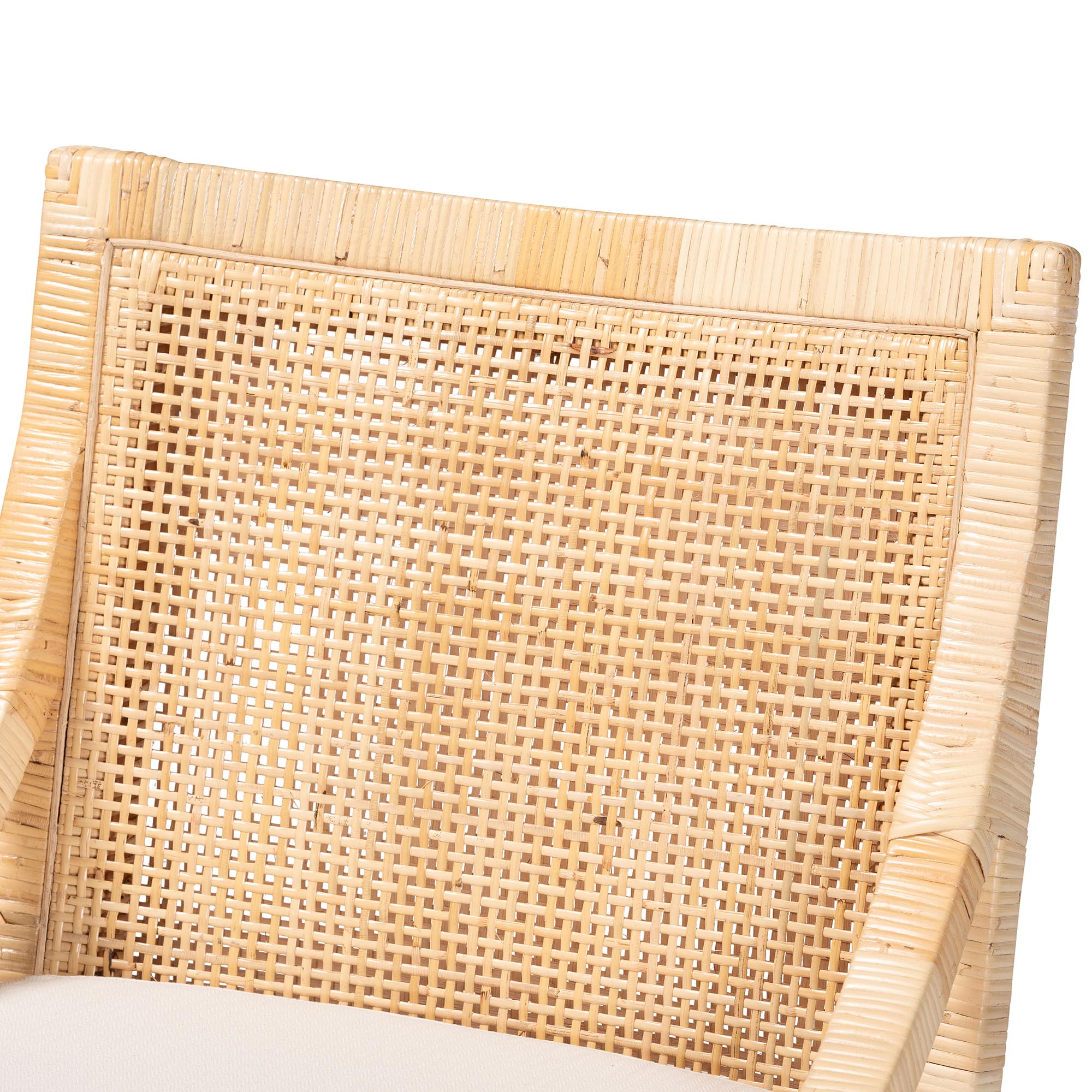 Alexis Natural Rattan Dining Chair - Handcrafted Wingback Accent Chair with Woven Back and Removable Seat Cushion, Coastal Boho Seating for Kitchen or Dining Room