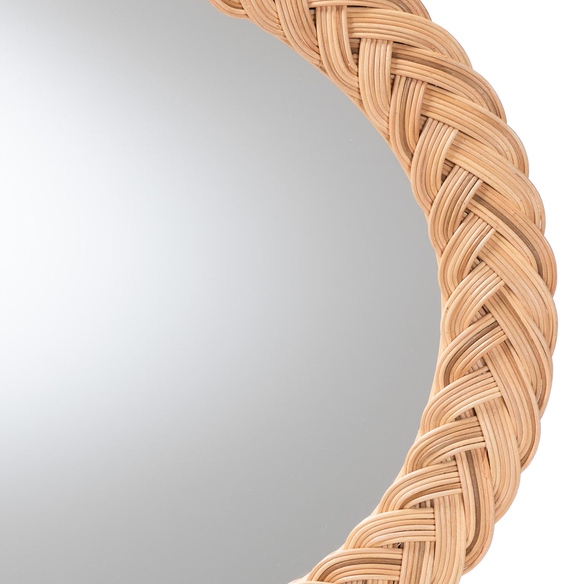 Nara Natural Rattan Wall Mirror - Handwoven Braided Wicker Frame, Coastal Boho Wall Decor for Entryway, Bedroom, or Living Room, Oval