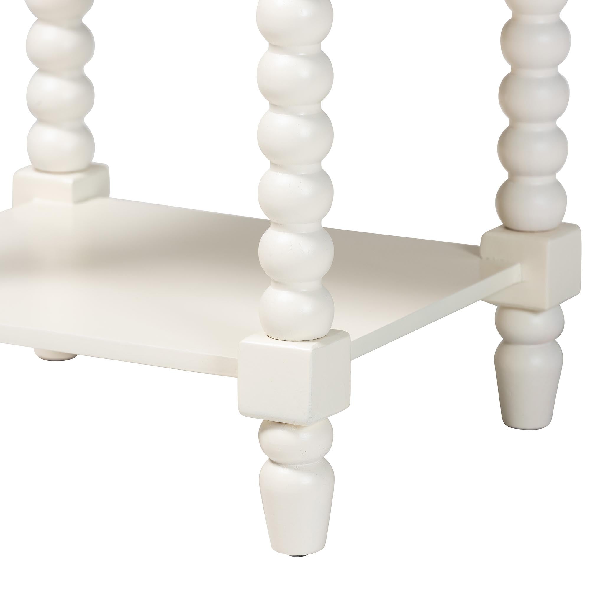 Raynera End Table with Bobbin Legs - 1-Drawer Accent Table with Spindle Turned Legs and Open Shelf, Cottage Farmhouse Style Side Table for Living Room