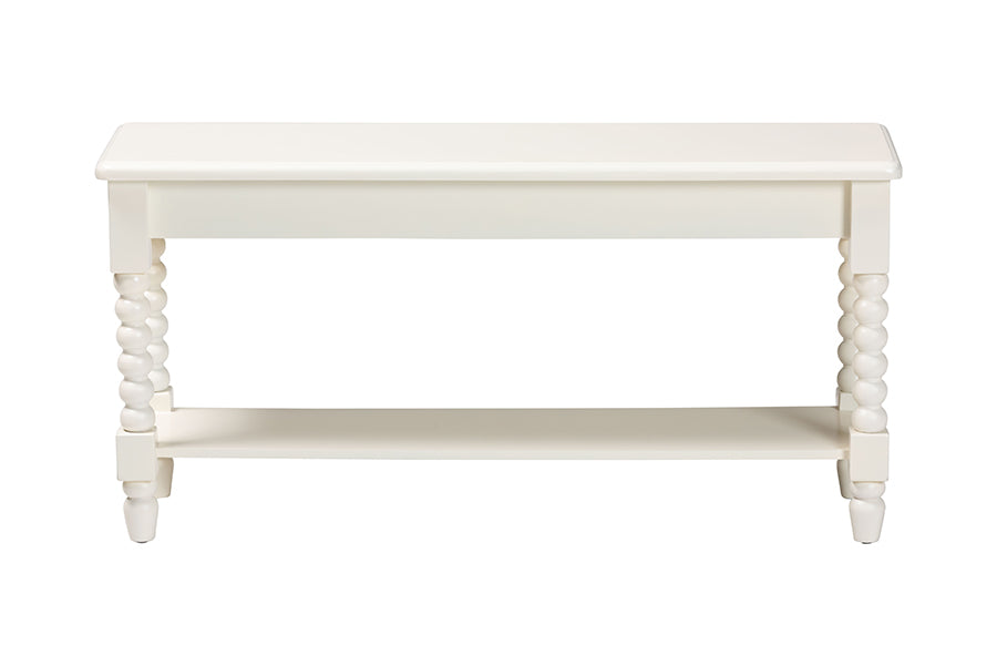 Bayard Accent Bench with Bobbin Legs - Spindle Leg Entryway Bench with Shelf, Cottage Farmhouse Style Hallway or Mudroom Seating