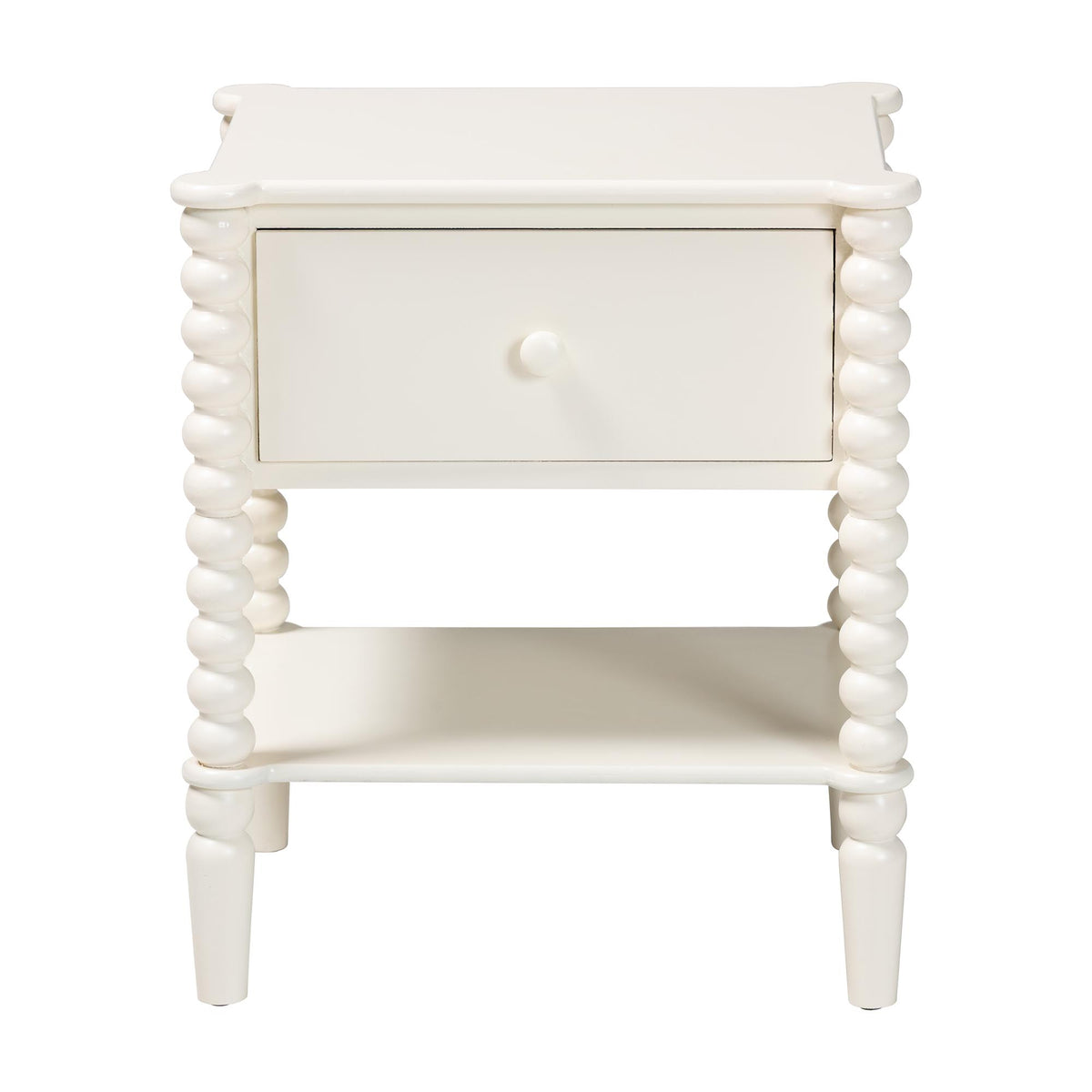 Rimona End Table with Bobbin Legs - 1-Drawer Accent Table with Spindle Turned Legs and Open Shelf, Cottage Farmhouse Style Side Table for Living Room