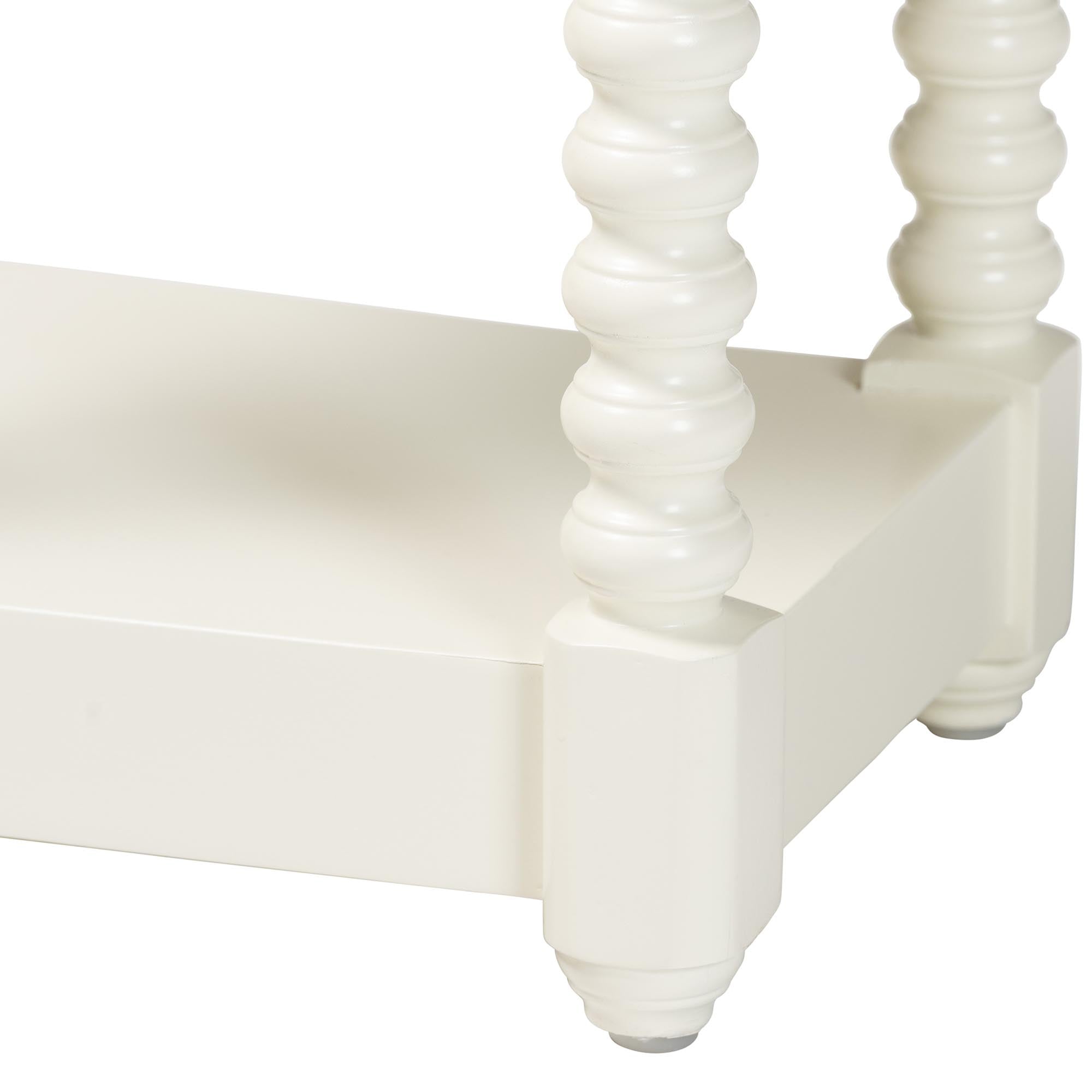 Terentia Nightstand with Bobbin Legs - 1-Drawer Bedroom Side Table with Storage Shelf, White