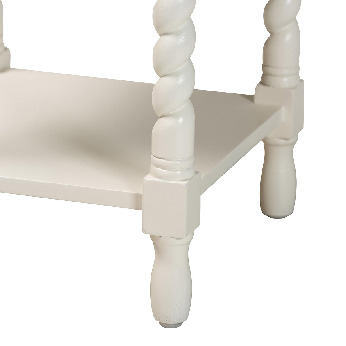 Niklas Nightstand with Twisted Legs - 1-Drawer Bedroom Side Table with Storage Shelf, White