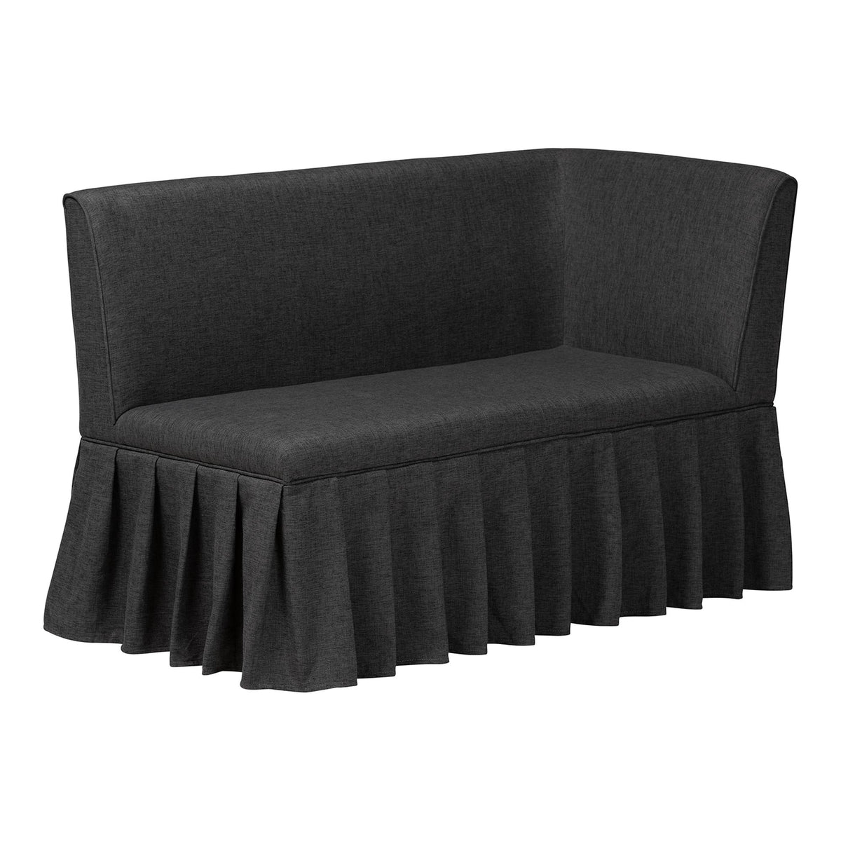 Bryna 2-Piece Fabric Upholstered Dining Nook Bench Set - Corner Kitchen Banquette Seating with Skirted Base, L-Shaped Breakfast Nook for Small Spaces, Dark Grey