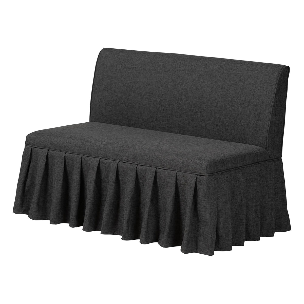 Bryna 2-Piece Fabric Upholstered Dining Nook Bench Set - Corner Kitchen Banquette Seating with Skirted Base, L-Shaped Breakfast Nook for Small Spaces, Dark Grey