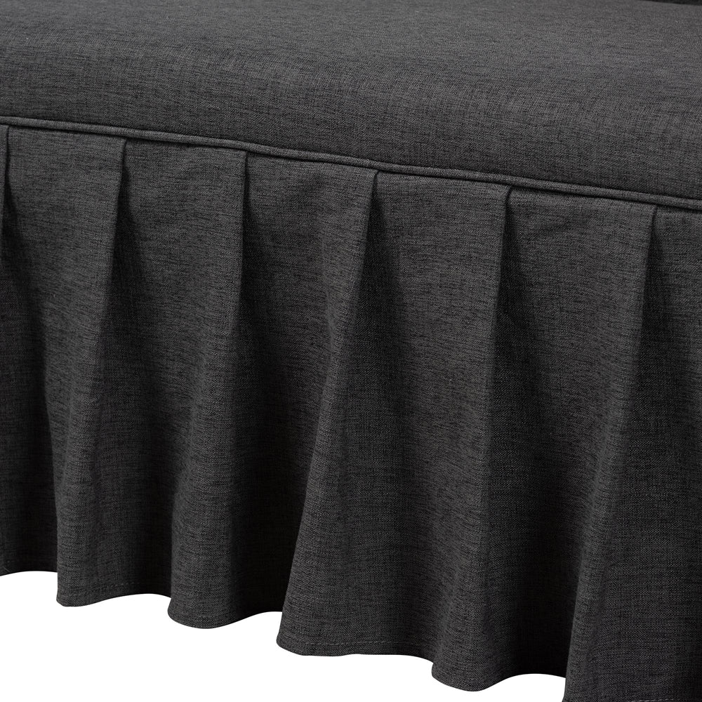 Bryna 2-Piece Fabric Upholstered Dining Nook Bench Set - Corner Kitchen Banquette Seating with Skirted Base, L-Shaped Breakfast Nook for Small Spaces, Dark Grey