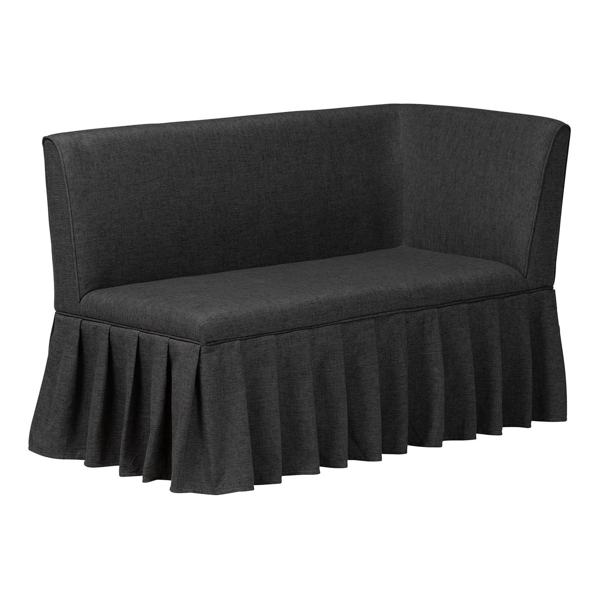 Richard 3-Piece Fabric Upholstered Dining Nook Set - Corner Kitchen Banquette with Skirted Base, L-Shaped Breakfast Nook for Small Spaces, Dark Grey