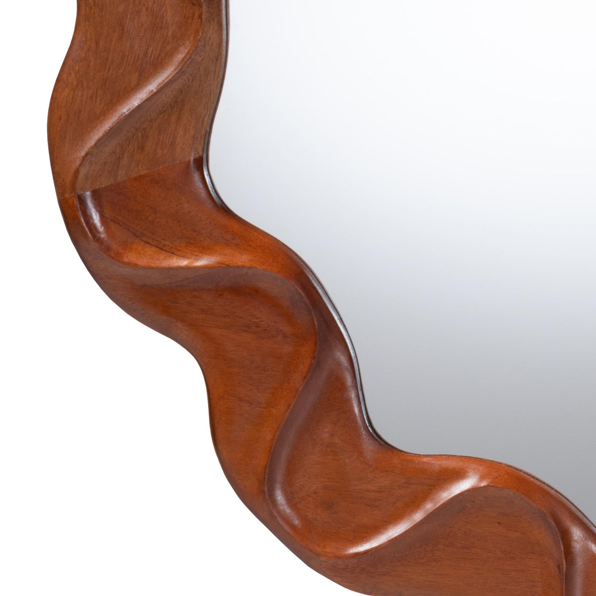 Bahati Round Wall Mirror with Sculpted Wavy Frame - Decorative Accent Mirror for Entryway, Bedroom, or Living Room