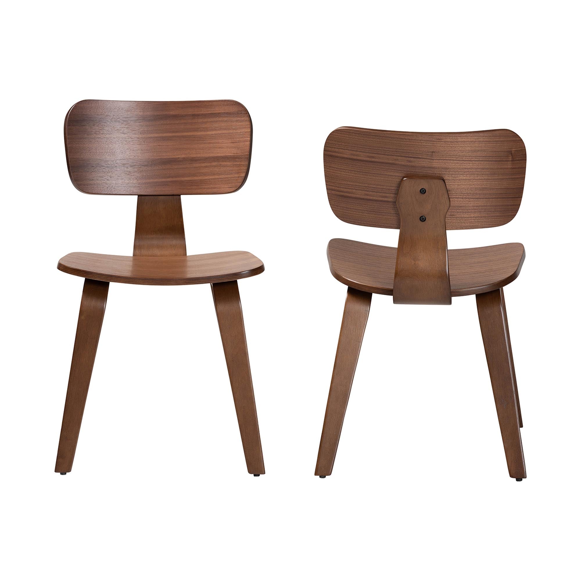 Billie Wood 2-Piece Dining Chair Set - Bentwood Frame Seating with Contoured Seat and Backrest, Mid-Century Style Side Chair for Dining Room or Kitchen