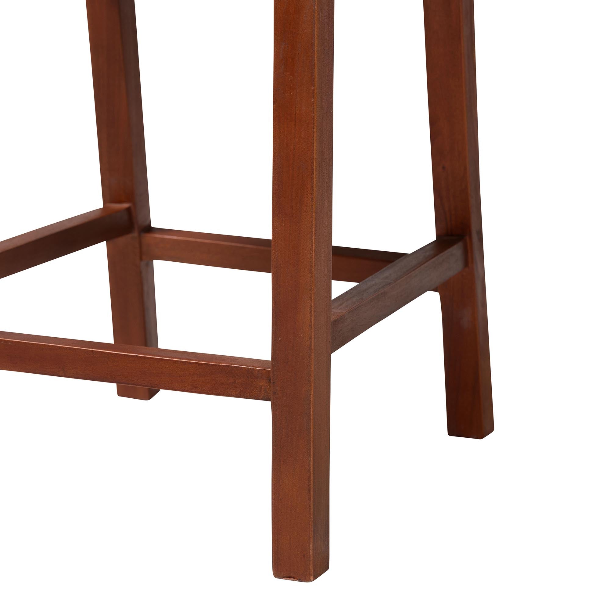 Lesia Natural Rattan Counter Stool with Cushion - Handwoven Wicker Stool with Mahogany Wood Frame, Coastal Boho Style for Kitchen Island or Bar Seating