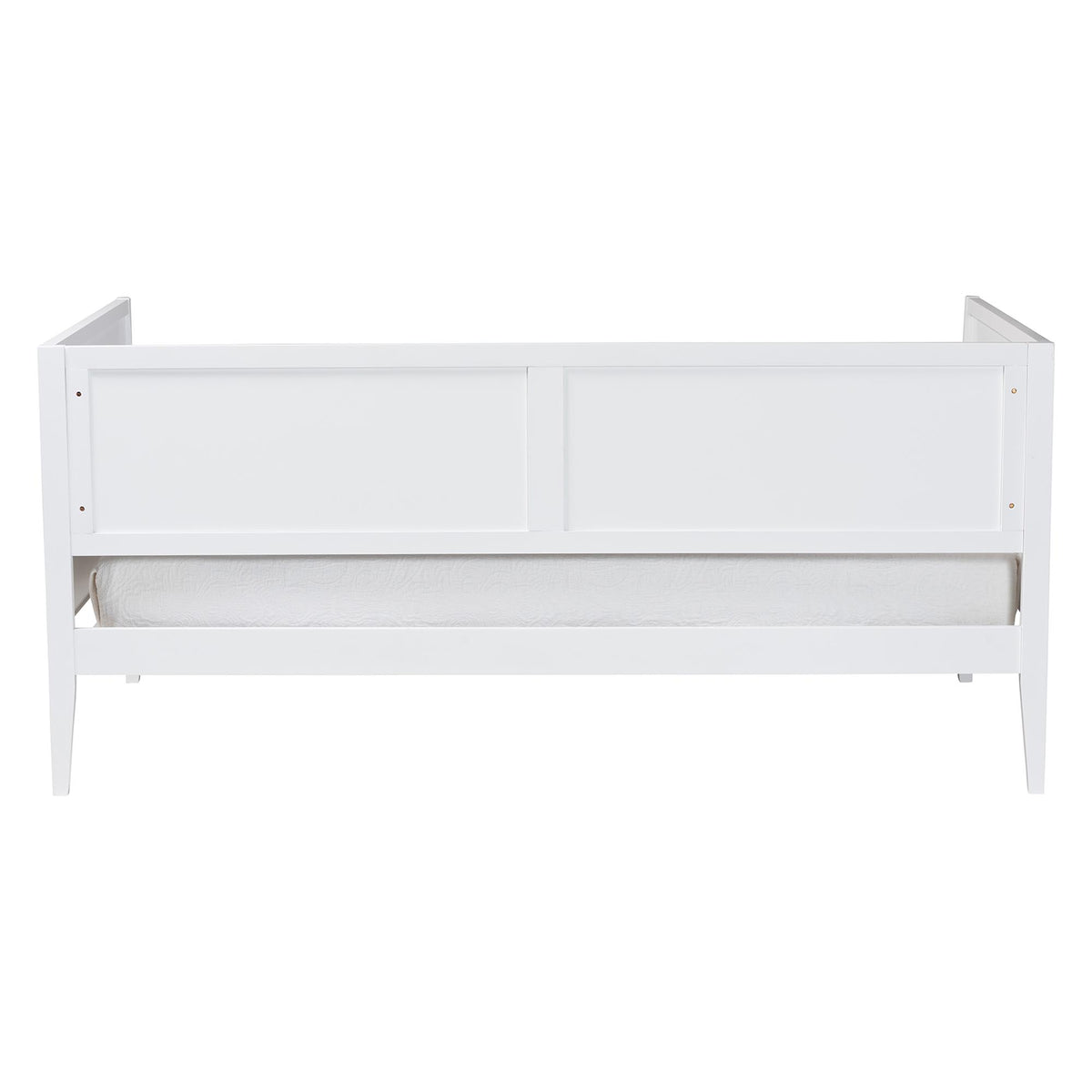 Lara Twin Daybed - Modern Wood Bed Frame with Wraparound Laser-Cut Decorative Headboard Overlay, White