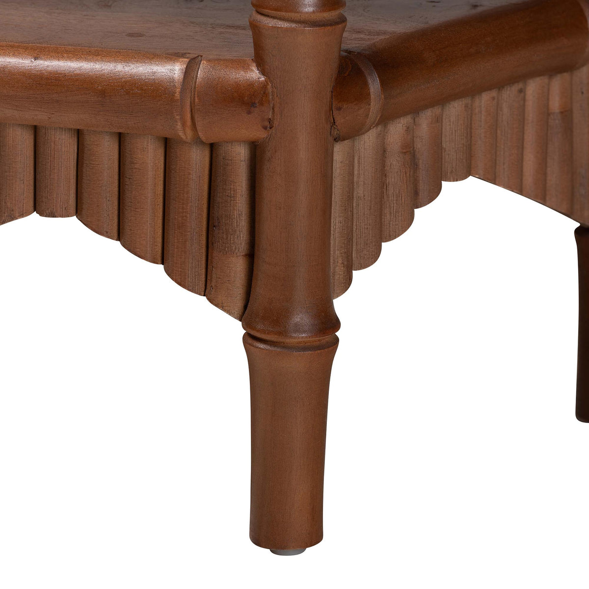 Alessa Mahogany Wood Console Table - Fluted Wood Accent Table with Bamboo Motif and Two-Tier Display for Living Room, Entryway, or Hallway, 32 in.