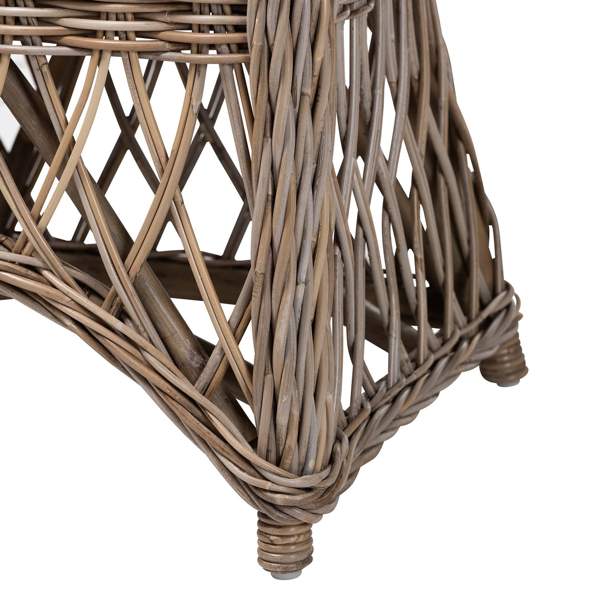 Debra Natural Rattan Armchair - Handwoven Open-Weave Wicker Armchair with Curved Silhouette & Removable Cushion, Coastal Boho Style Seating