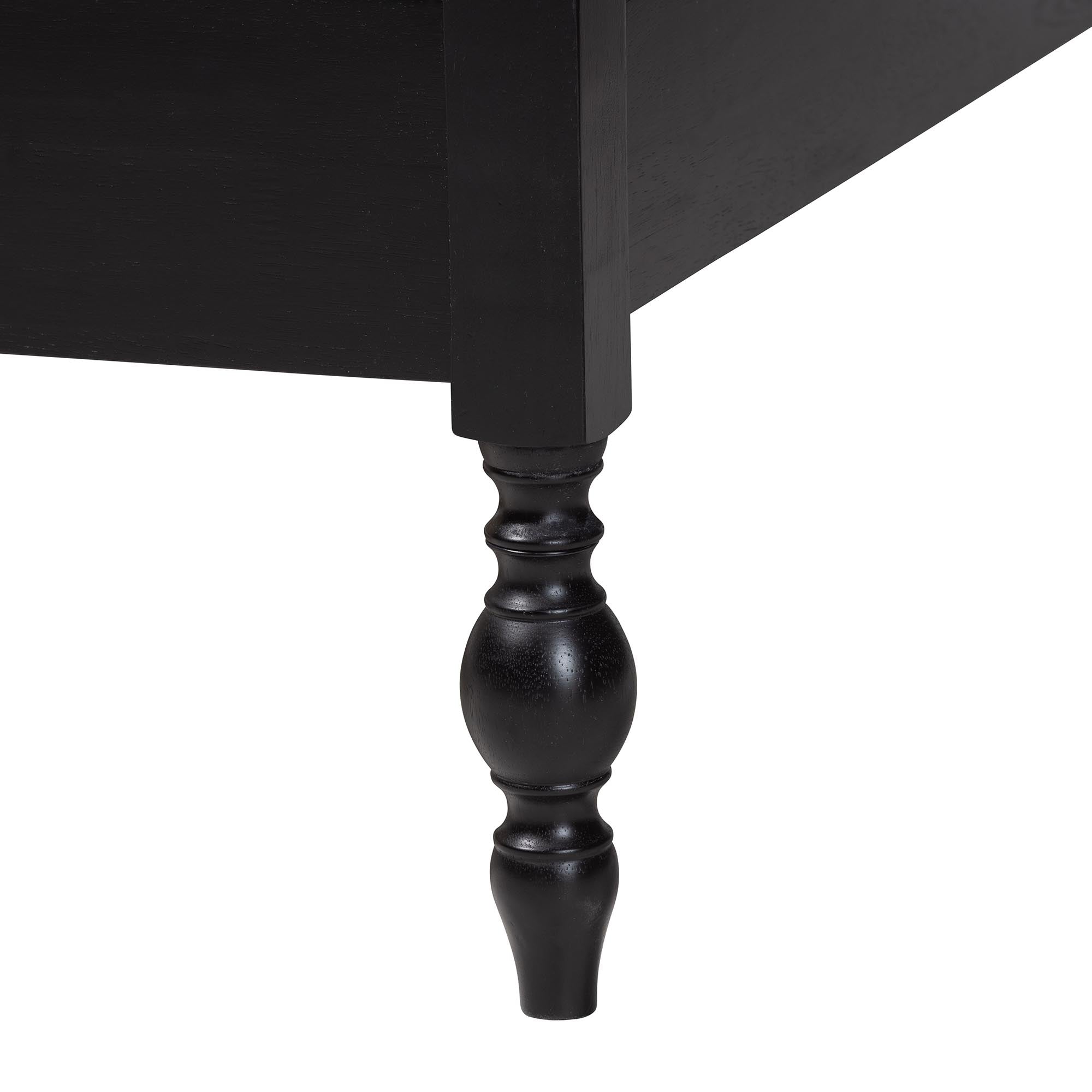 Callison Spindle Platform Bed - Turned Farmhouse Bed Frame with Spoked Headboard and Sculpted Legs, Black, Queen