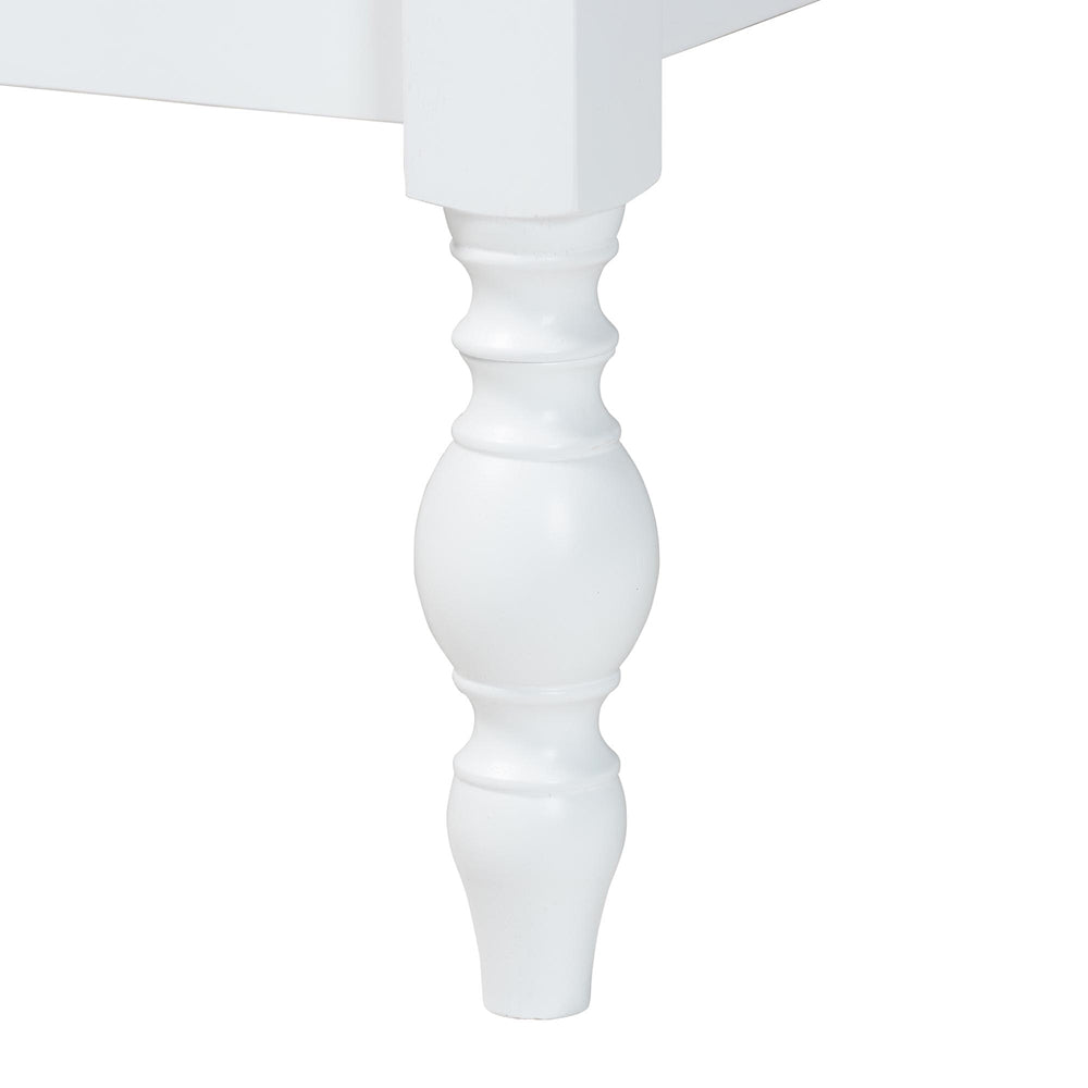 Callison Spindle Platform Bed - Turned Farmhouse Bed Frame with Spoked Headboard and Sculpted Legs, White, Twin