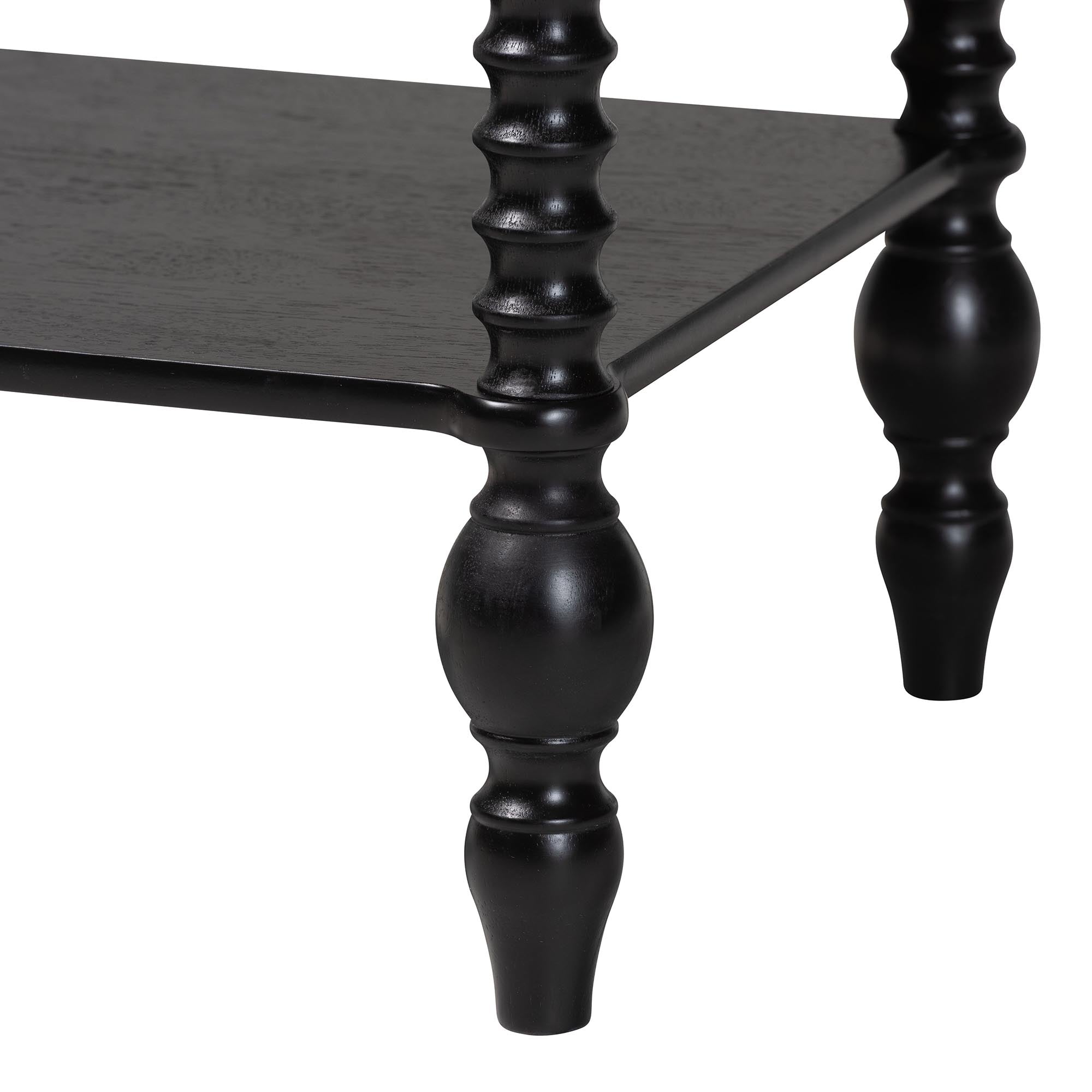 Callison Spindle Nightstand - 1-Drawer Farmhouse Bedside Table with Open Shelf Storage and Turned Accents for Bedroom, Black