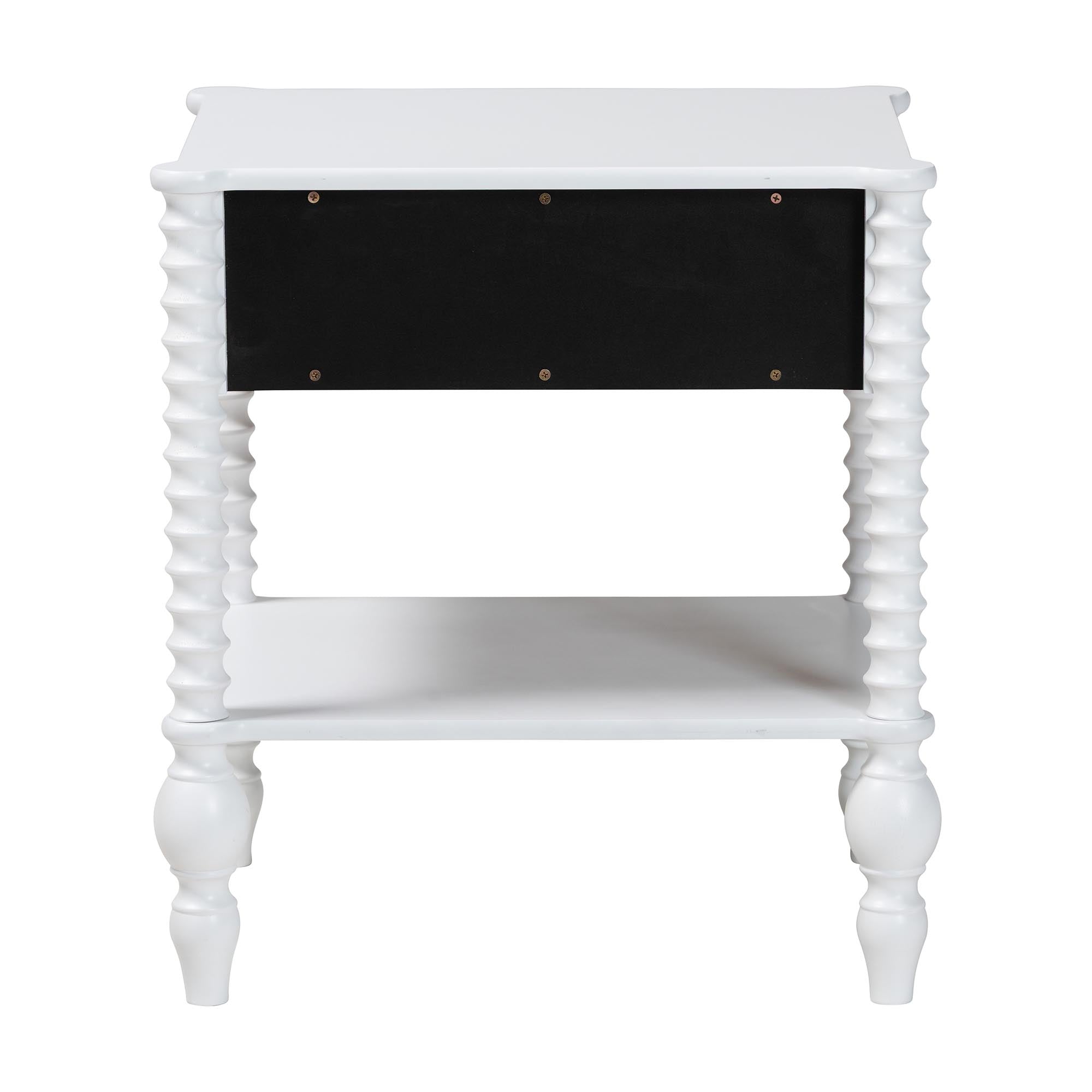 Callison Spindle Nightstand - 1-Drawer Farmhouse Bedside Table with Open Shelf Storage and Turned Accents for Bedroom, White