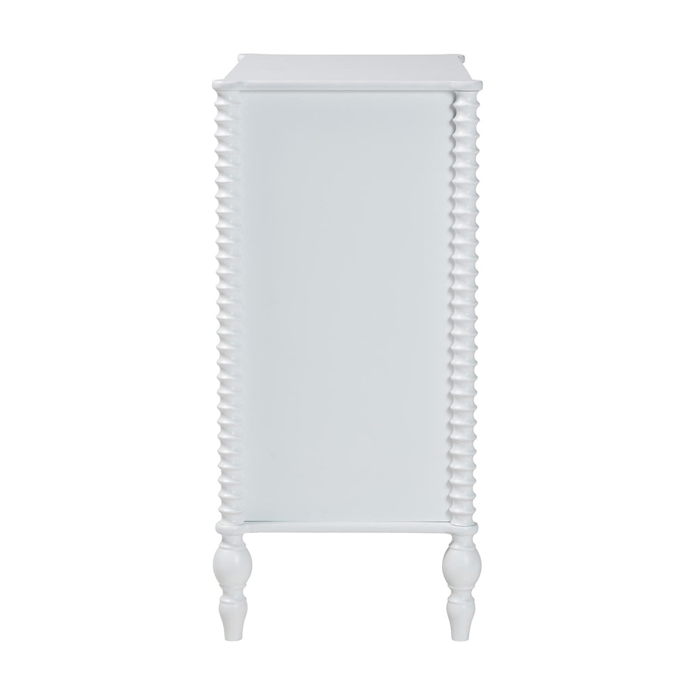 Callison Spindle Chest - 4-Drawer Farmhouse Vertical Cabinet with Turned Accents for Bedroom, White