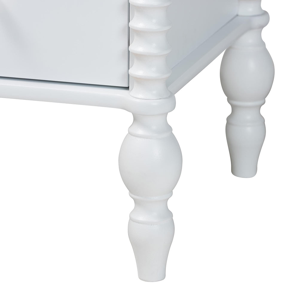 Callison Spindle Chest - 4-Drawer Farmhouse Vertical Cabinet with Turned Accents for Bedroom, White