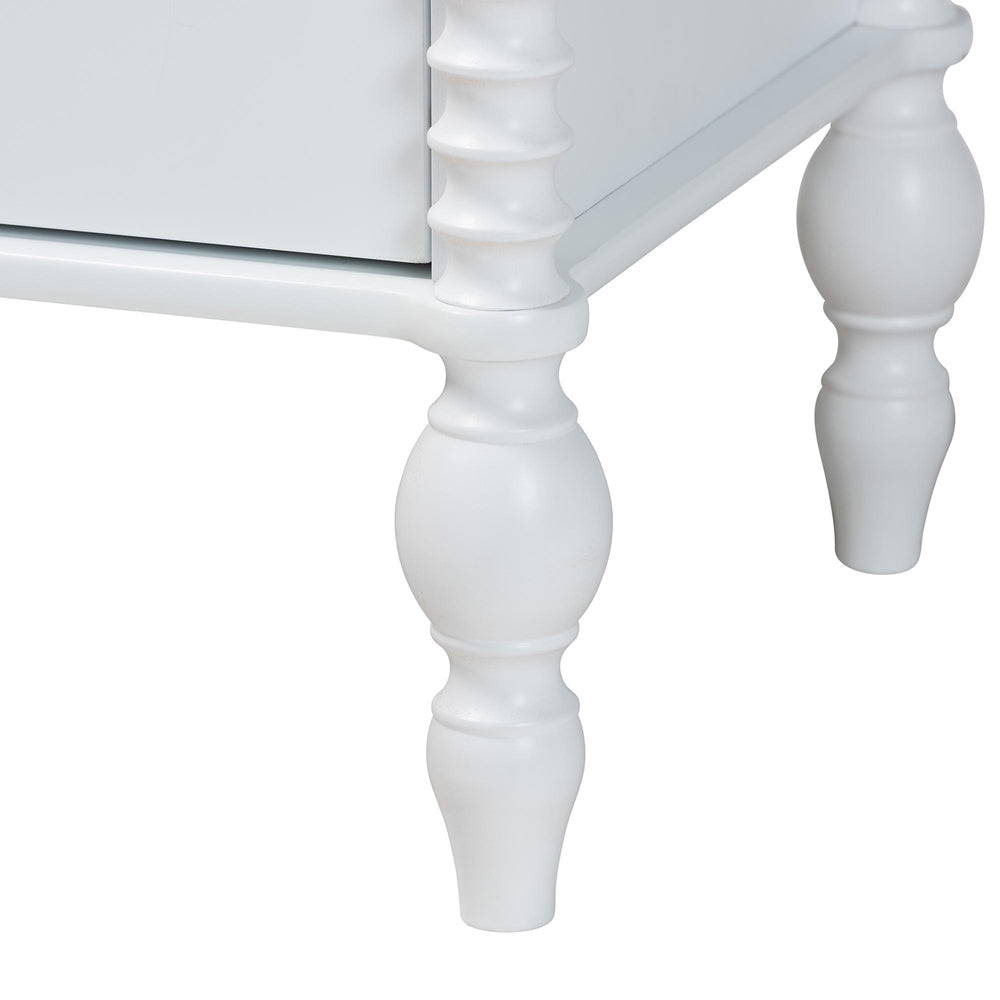 Callison Spindle Dresser - 6-Drawer Farmhouse Horizontal Cabinet with Turned Accents for Bedroom, White