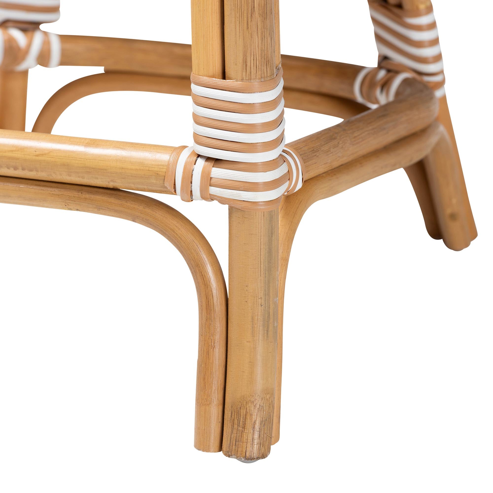 Mattie Rattan Bistro Counter Stool - Handwoven Accent Seating with Backrest for Kitchen Island or Indoor/Outdoor Lounge, Beige