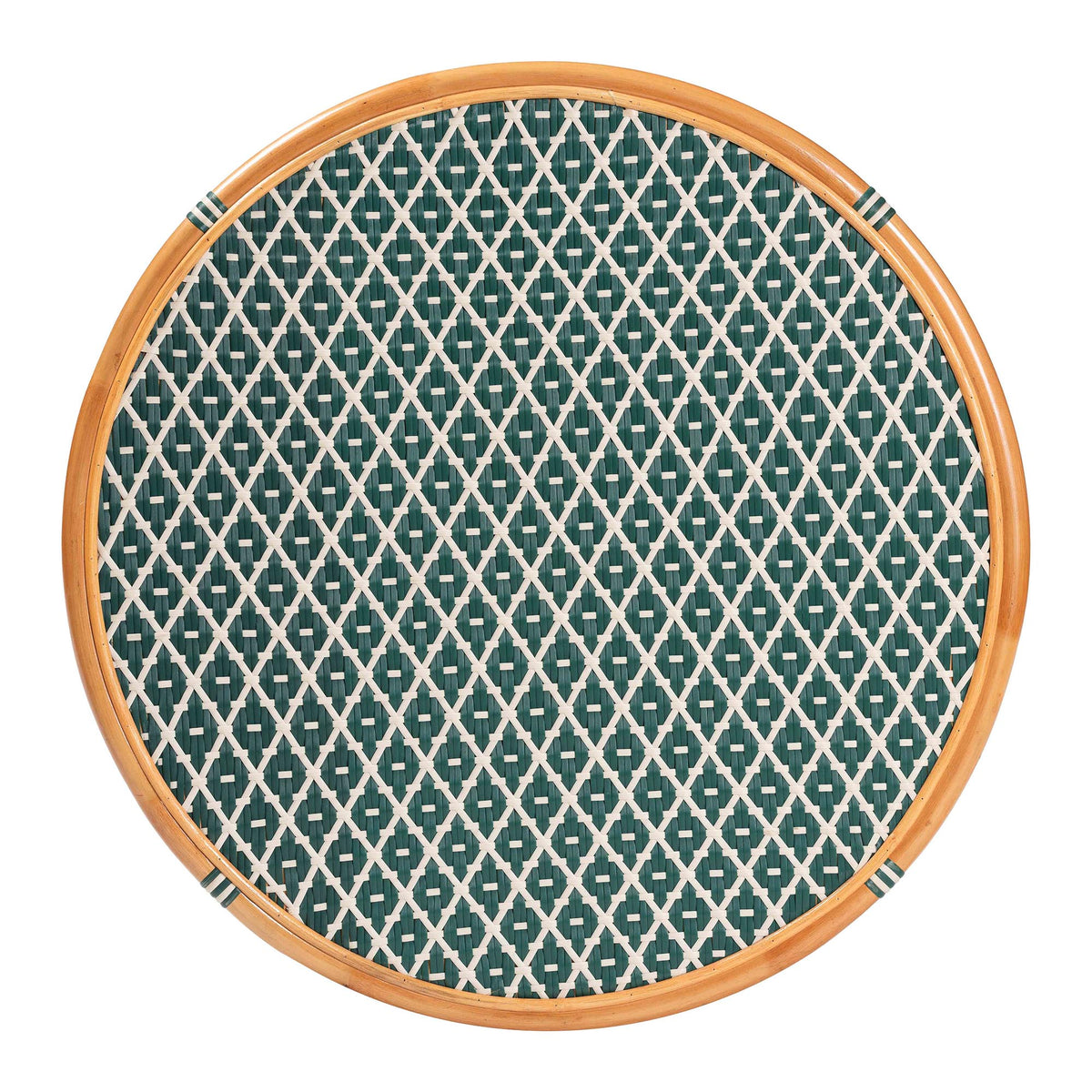 Mattie Natural Rattan Round Bistro Dining Table - Handwoven Cafe-Style Accent Table for Kitchen or Indoor/Outdoor Lounge, Green