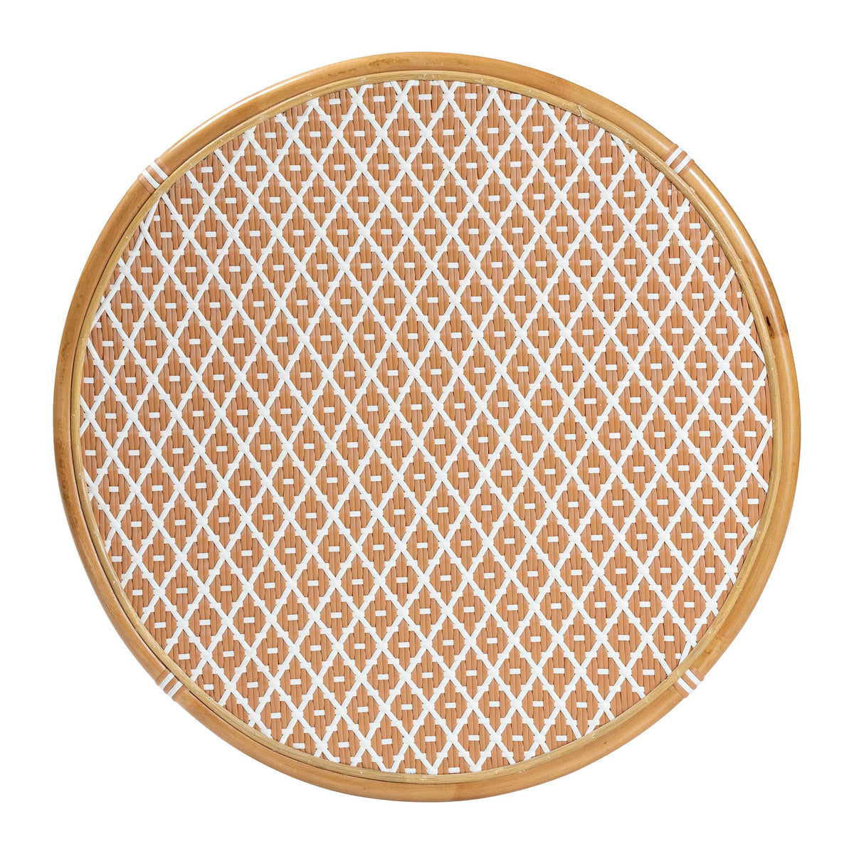 Mattie Natural Rattan Round Bistro Dining Table - Handwoven Cafe-Style Accent Table for Kitchen or Indoor/Outdoor Lounge, Beige