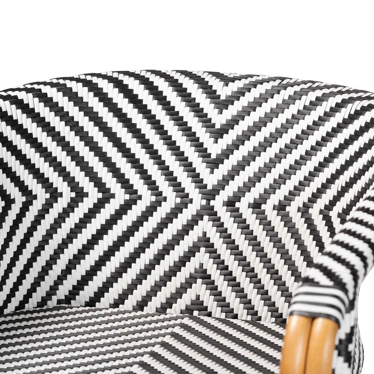 Max Rattan Bistro Counter Stool - Handwoven Cafe-Style Accent Seating with Backrest For Kitchen Island or Indoor/Outdoor Lounge