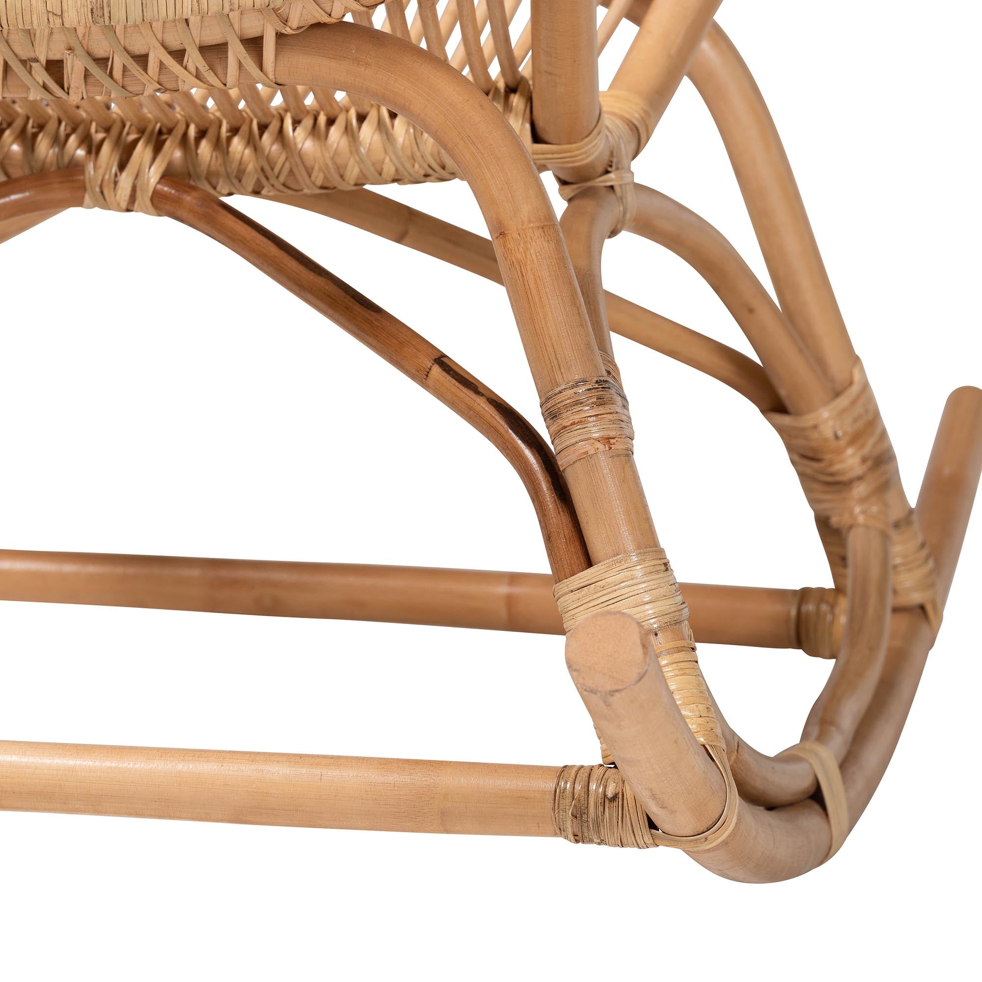 Mahin Natural Rattan Rocking Chair - Handwoven Wicker Accent Rocker with Curved Armrests and High Back, Boho Coastal Lounge Chair for Living Room or Sunroom