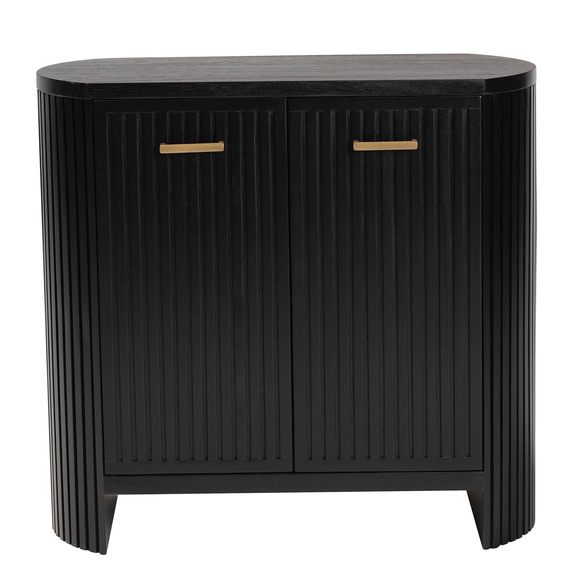 Keshet Fluted Wood Storage Cabinet - 2-Door Accent Cabinet with Vertical Slat Panels and Metal Door Pulls for Living Room or Entryway