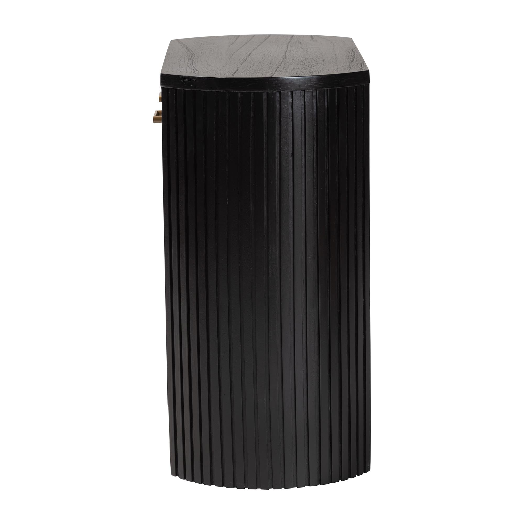 Keshet Fluted Wood Storage Cabinet - 2-Door Accent Cabinet with Vertical Slat Panels and Metal Door Pulls for Living Room or Entryway