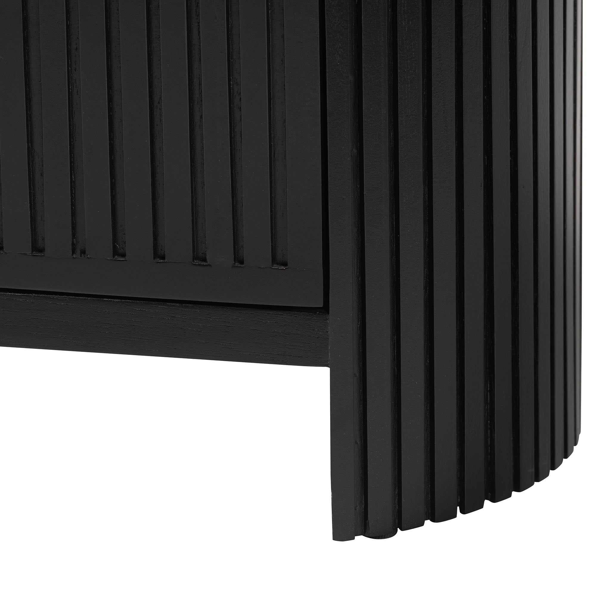 Keshet Fluted Wood Storage Cabinet - 2-Door Accent Cabinet with Vertical Slat Panels and Metal Door Pulls for Living Room or Entryway