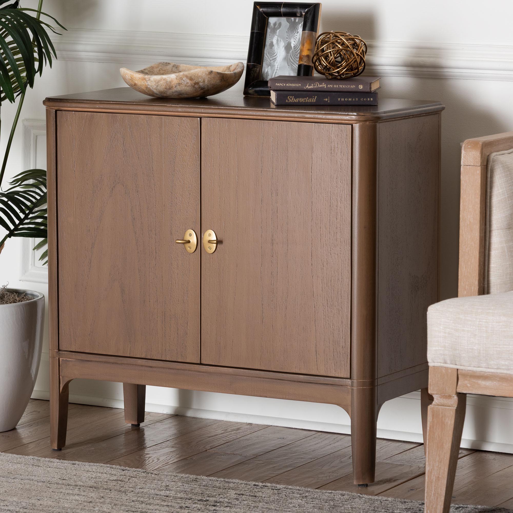 Latifa Storage Cabinet - 2-Door Accent Cabinet with Rounded Edges and Metal Door Pulls for Living Room or Entryway