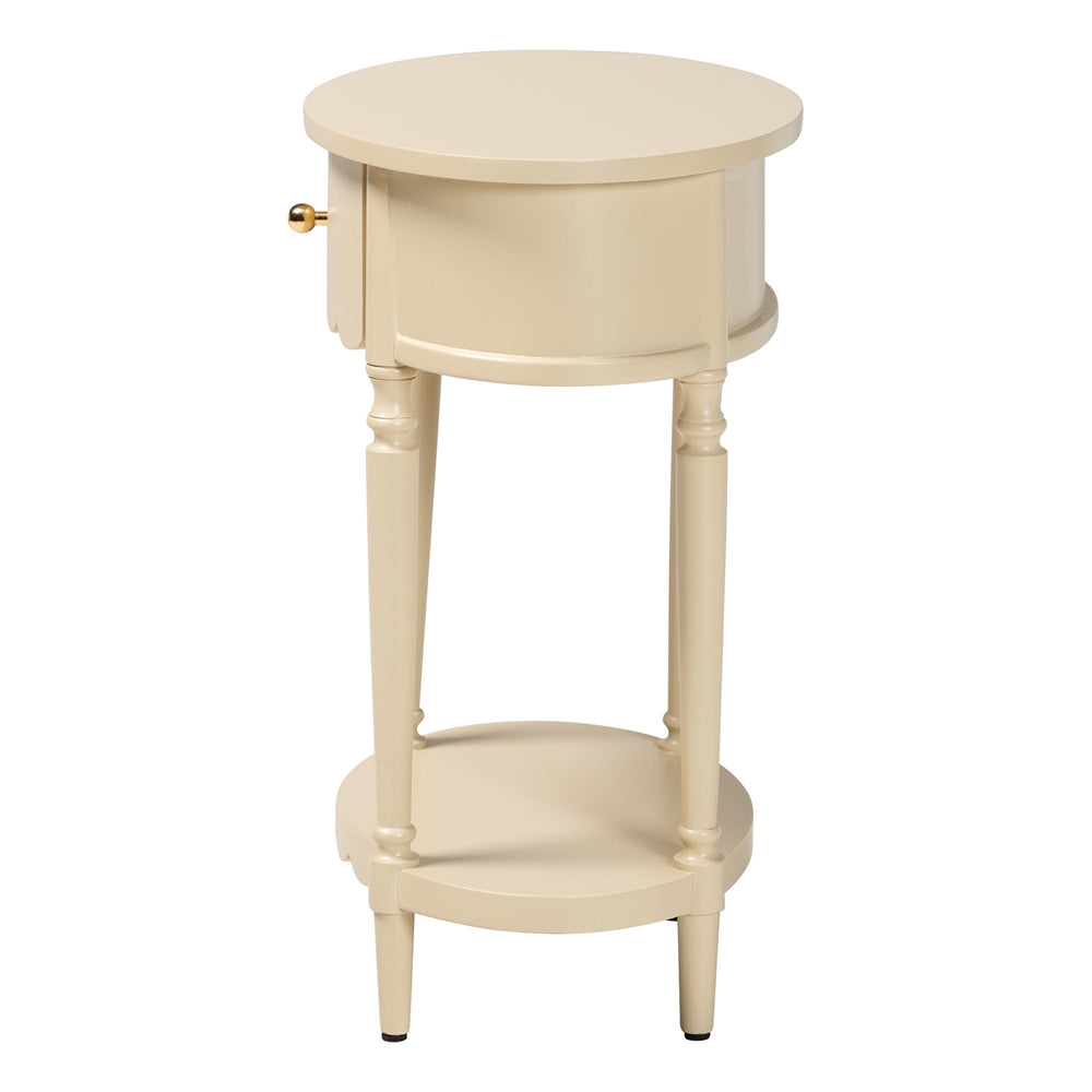 Liba End Table - 1-Drawer Accent Table with Scalloped Detailing and Open Shelf Storage for Hallway, Entryway, and Living Room