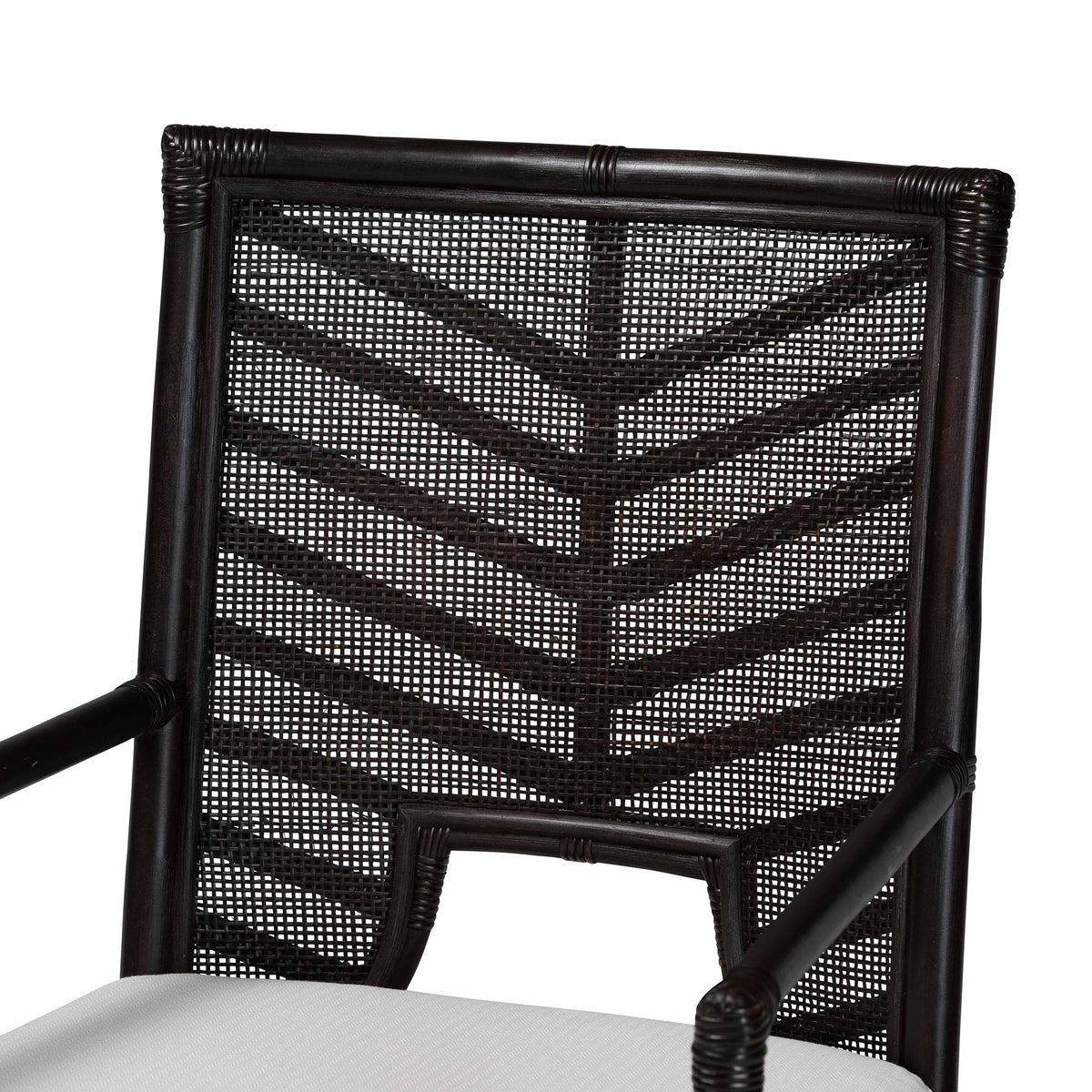 Oscar Natural Rattan Dining Chair - Handwoven Wicker Accent Chair with Chevron Back and Armrests for Kitchen or Dining Room