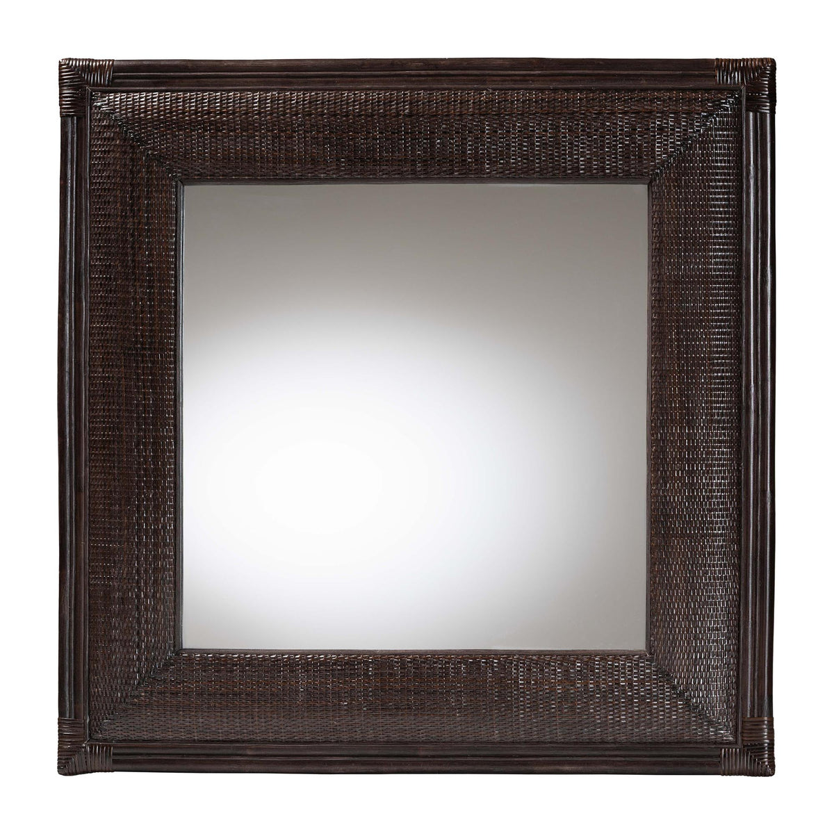 Candela Natural Rattan Wall Mirror - Handwoven Wicker Accent Piece with Inset Mirrored Glass and Textured Frame