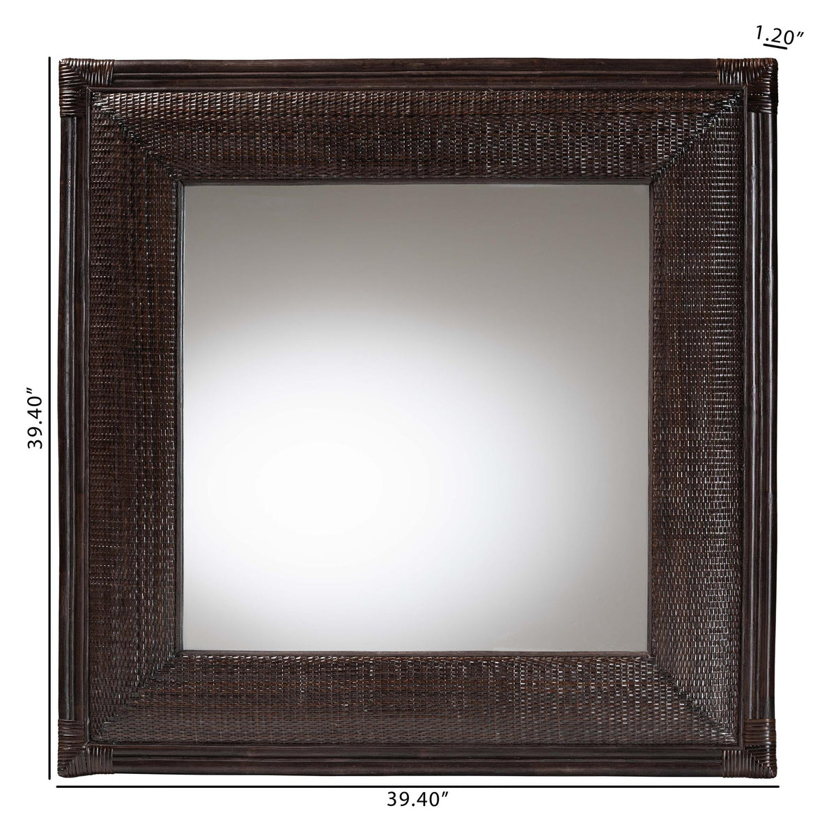 Candela Natural Rattan Wall Mirror - Handwoven Wicker Accent Piece with Inset Mirrored Glass and Textured Frame