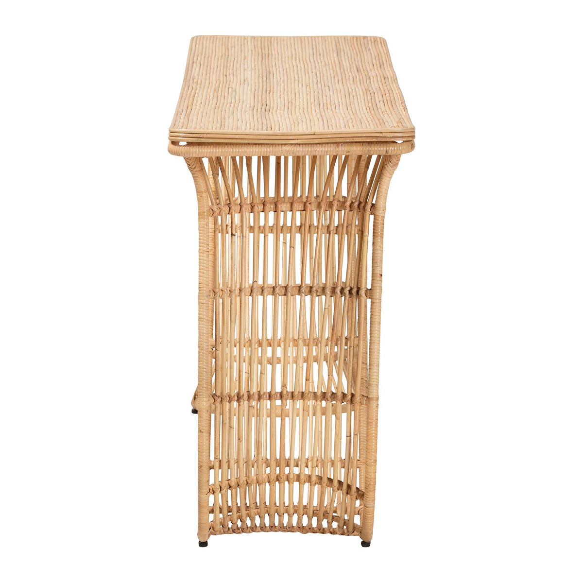 Araceli Rattan S-Curve Console Table - Handwoven Wicker Sculptural Accent Table for Living Room or Entryway