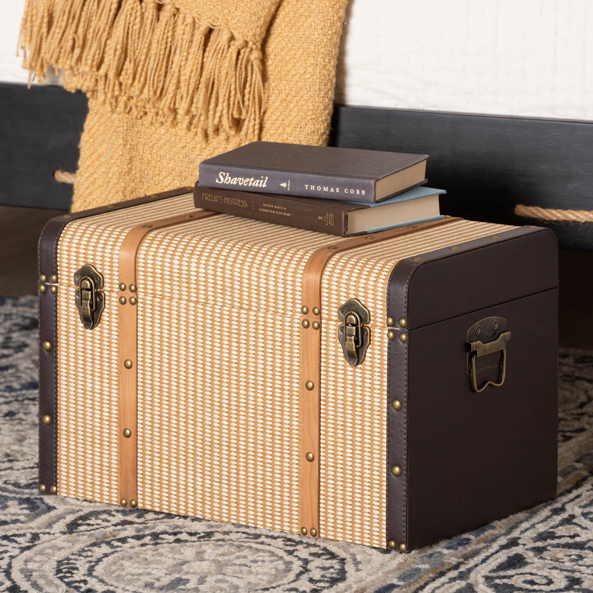 Baxton Studio Manton Storage Trunk - Decorative Storage Chest with Hinged Top and Woven Exterior for Living Room or Bedroom